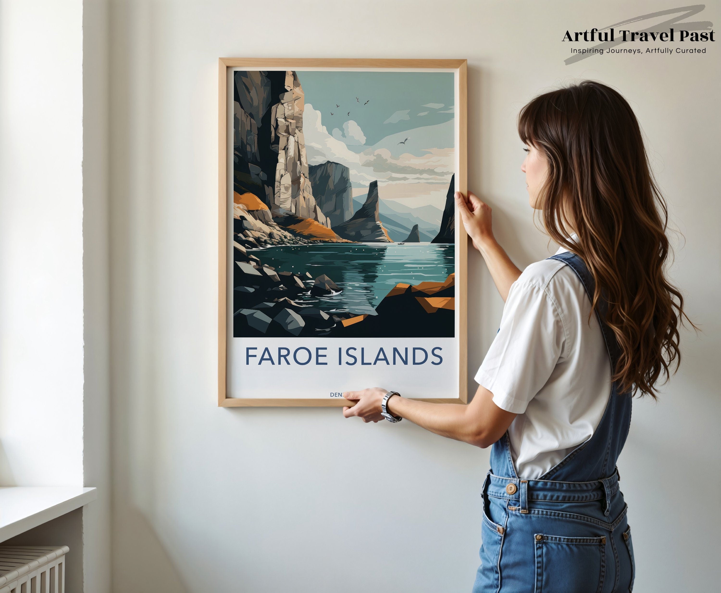 Faroe Islands Framed Poster, Beautiful Landscape Art, Coastal Views, Modern Wall Decor, Scandinavian Nature Print, Iconic Cliffs