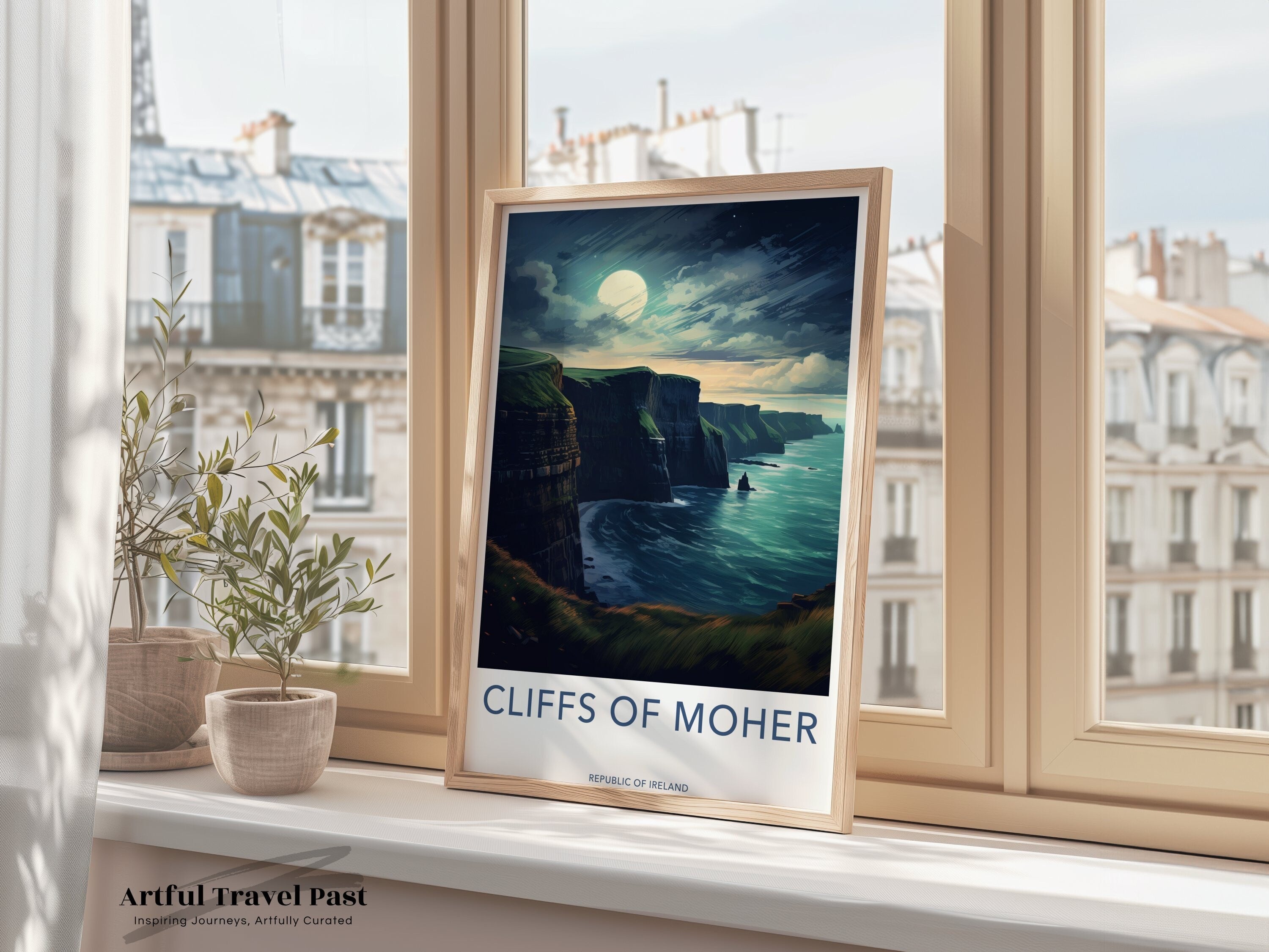 Cliffs of Moher Framed Poster, Ireland Landscape Wall Art, Scenic Coastal Artwork, Irish Landmark Decor, Stunning Nature View