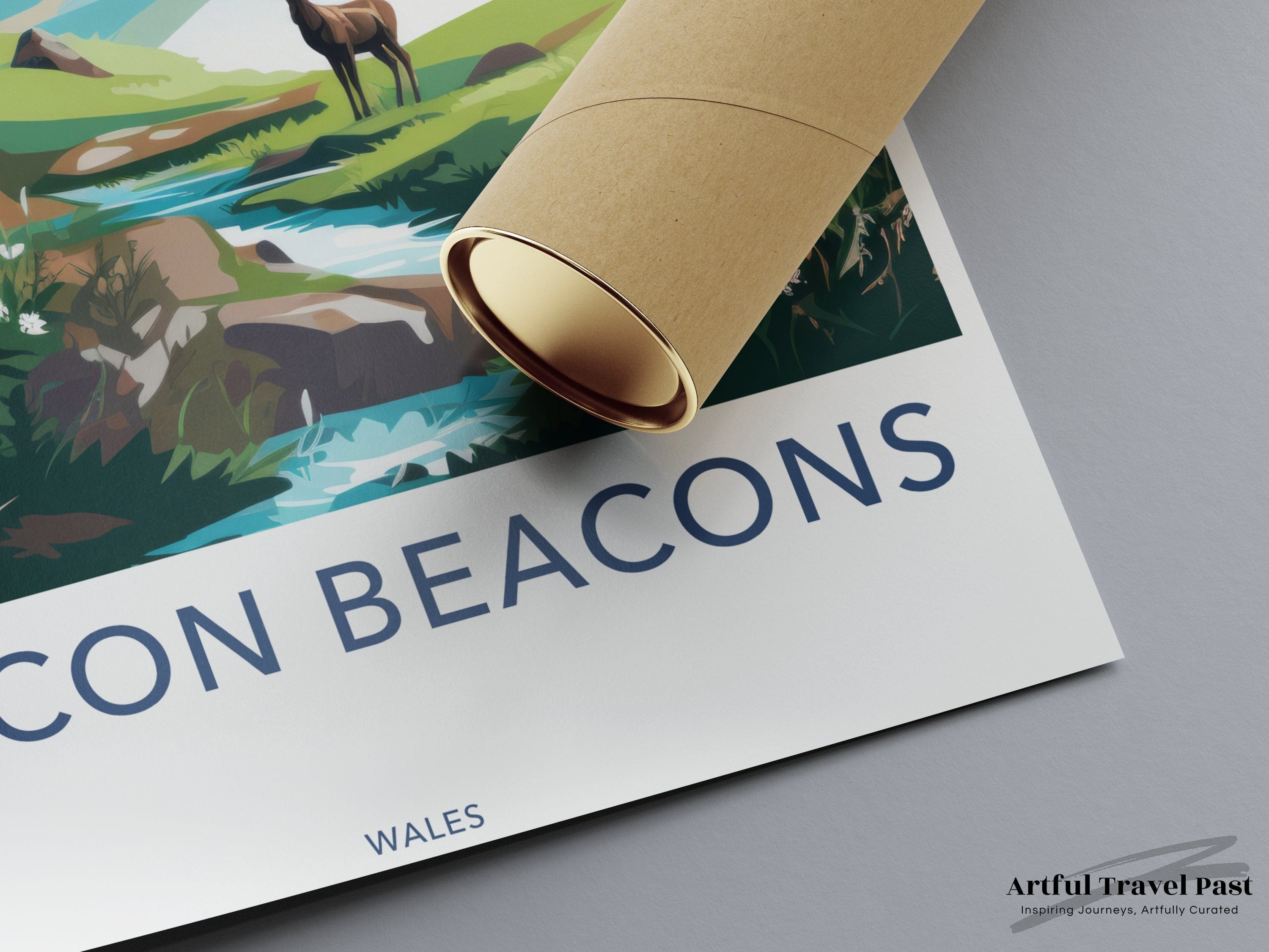 Wall Art Brecon Beacons Poster | Deer Wildlife | Wales Wall Art