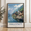 Hallstatt Framed Poster, Beautiful Alpine Village Art, Historic Lakeside Houses, Stunning Mountain Scenery, Perfect Wall Decor