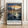 Hong Kong Skyline Framed Poster, Stunning Cityscape Art, Night View Wall Decor, Vibrant City Lights Print, Urban Landscape Artwork