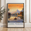 Luang Prabang Laos Wall Art, Sunset Scenery, Cultural Landmark Print, Tranquil River View, Southeast Asia Travel Decor