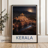 Kerala India Wall Art Print, Nighttime Artwork with Illuminated Temple, Cultural Landmark Decor, Indian Heritage Poster, Scenic View