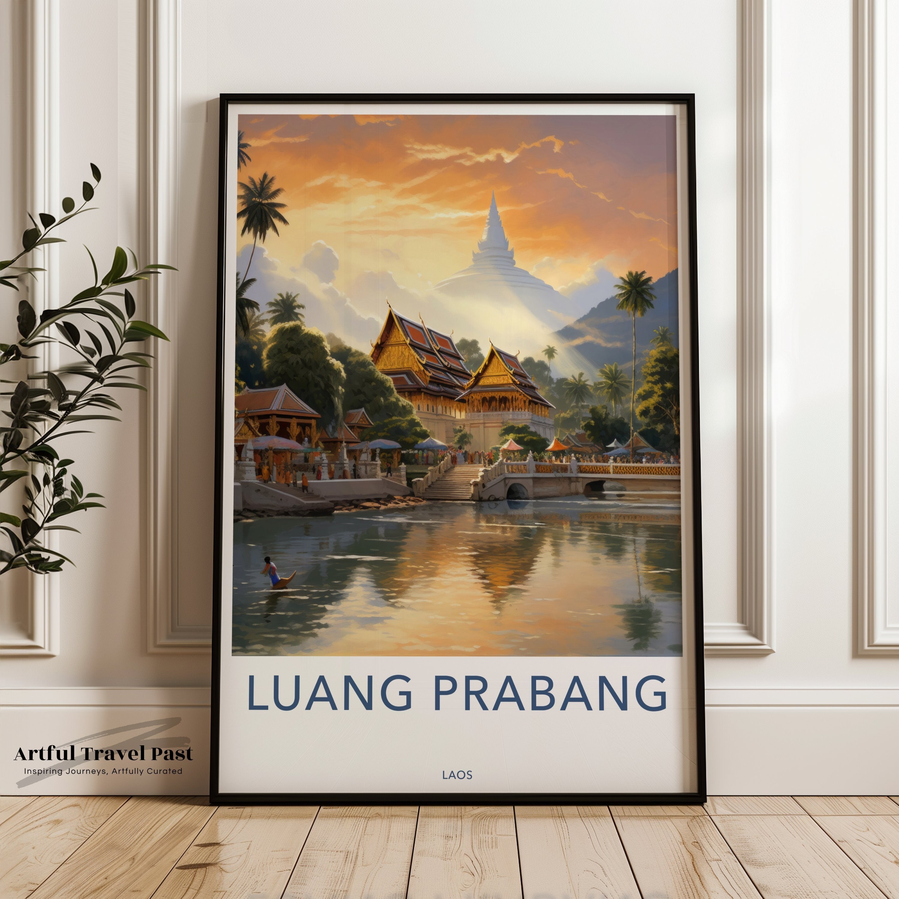 Luang Prabang Laos Wall Art, Asian Inspired Decor, Stunning Scenic View, Captivating Architecture, Serene Landscape