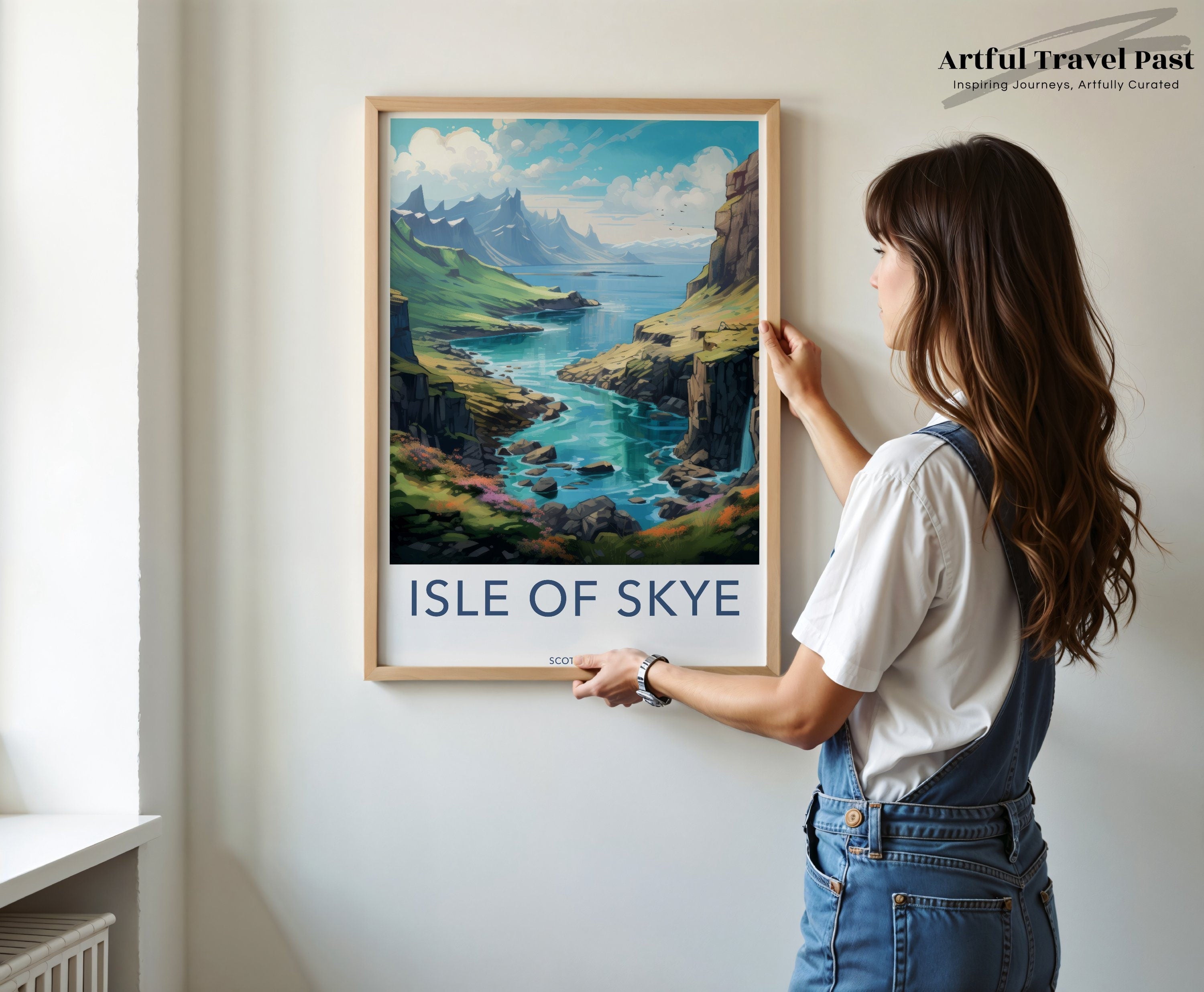 Isle of Skye Scotland Travel Poster, Vintage Landscape Art, Scottish Highlands Wall Decor, Vibrant Natural Beauty, Framed Poster