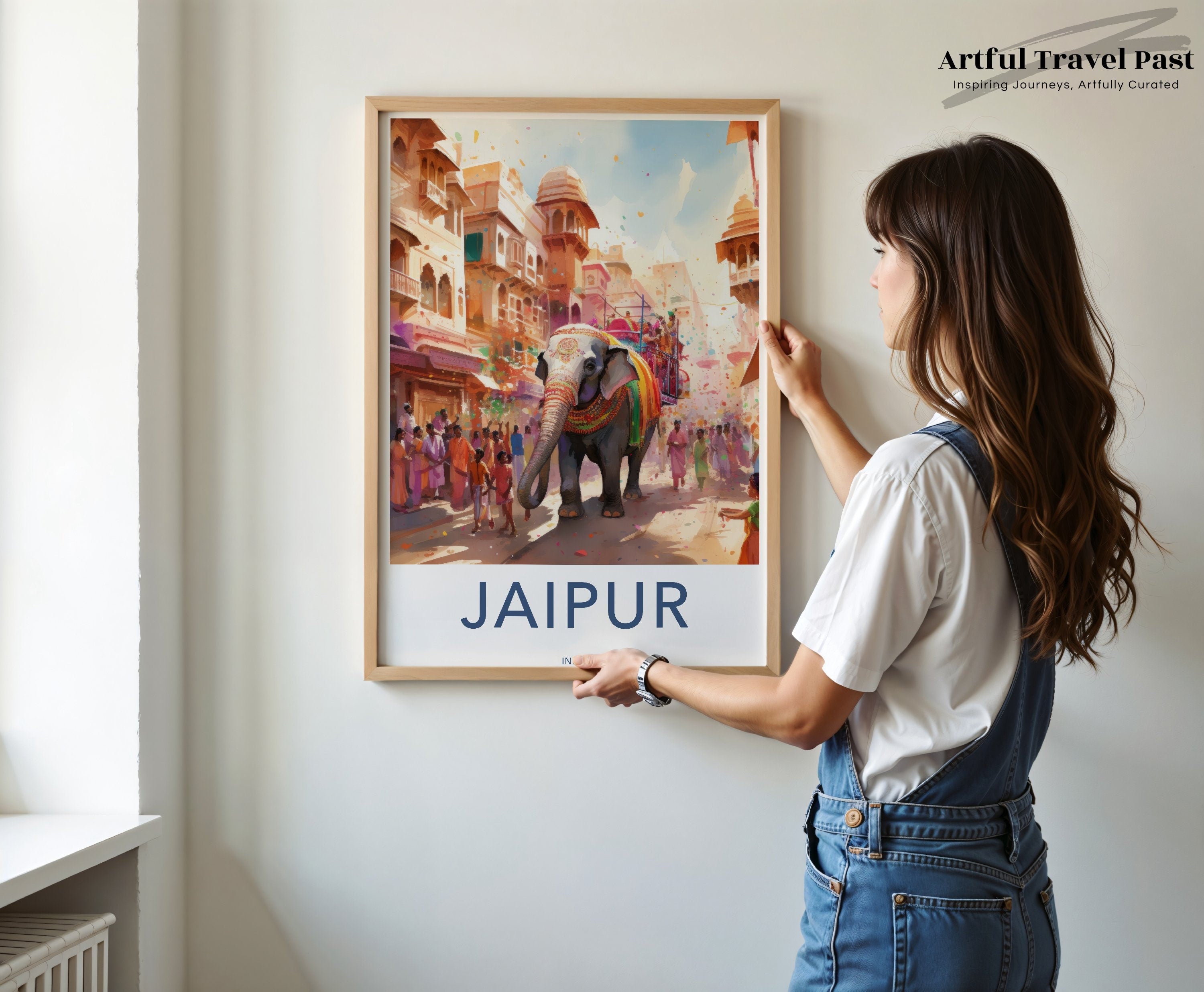 Jaipur Wall Art, India Cityscape Print, Architectural Wonders, Cultural Landmarks, Historical Jaipur, Elephant Street Scene