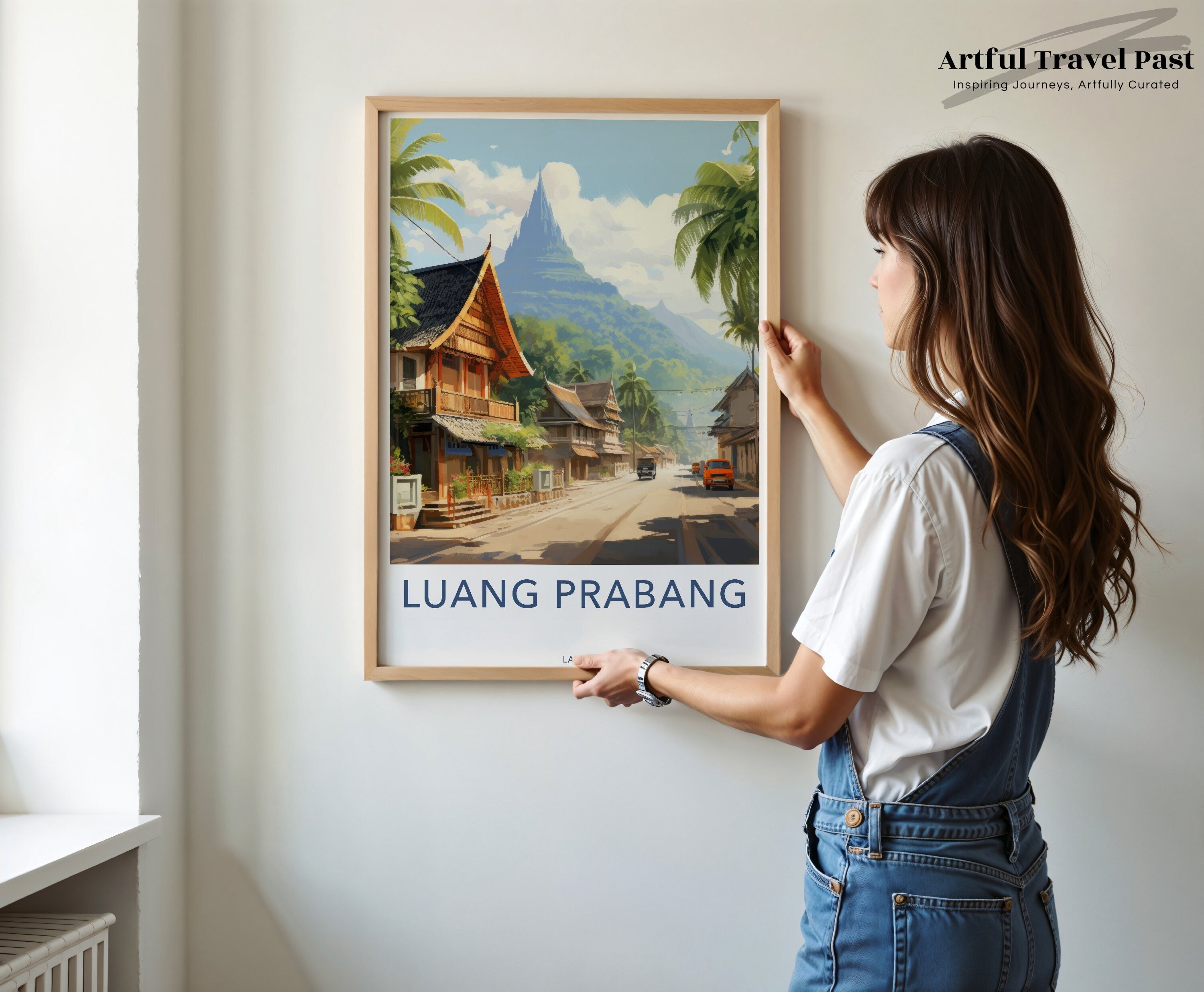 Luang Prabang Wall Art, Stunning Laos Travel Poster, Southeast Asia Cityscape, Scenic Street View Print, Cultural Landmark Décor