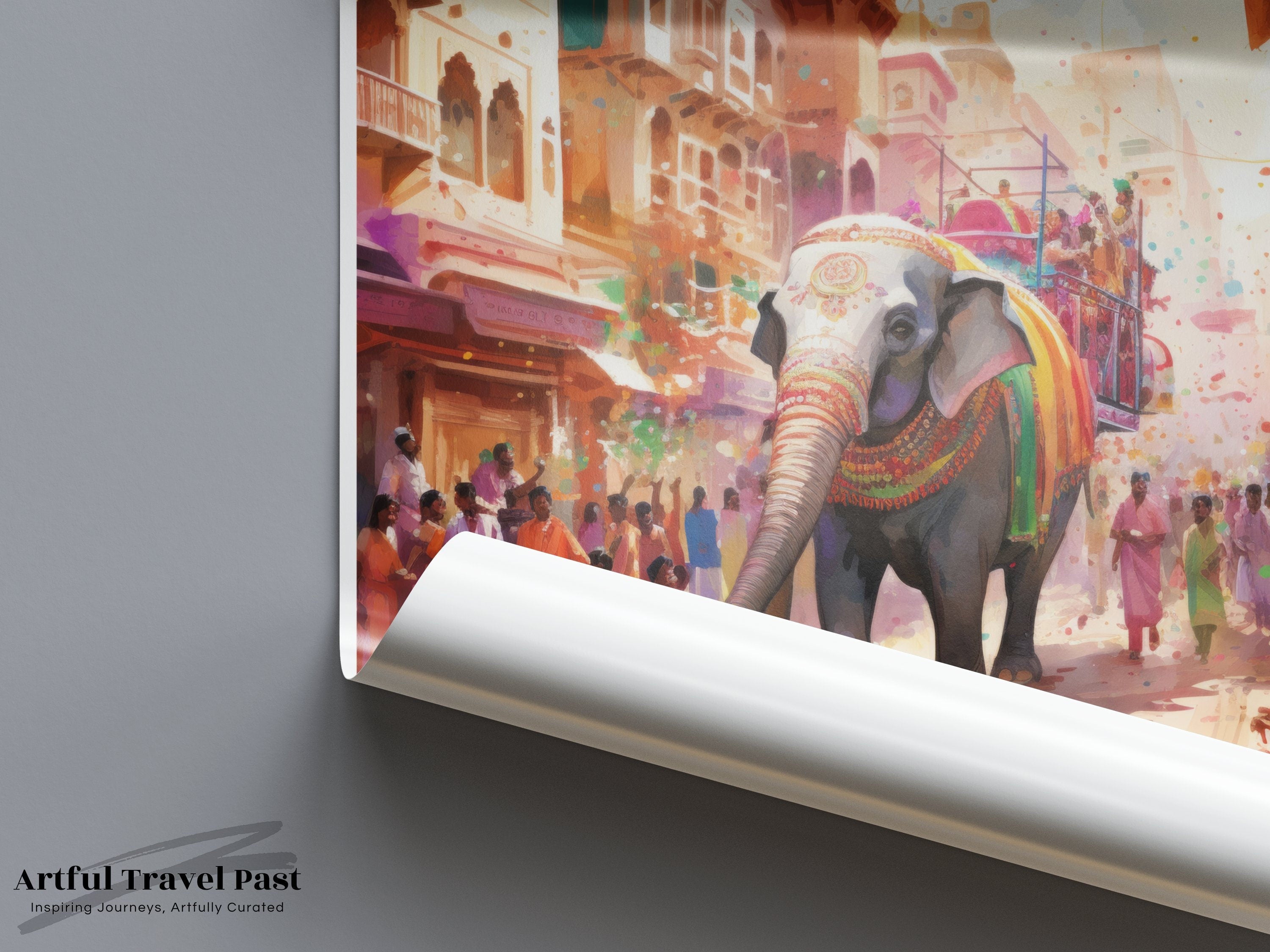 Jaipur Wall Art, India Cityscape Print, Architectural Wonders, Cultural Landmarks, Historical Jaipur, Elephant Street Scene