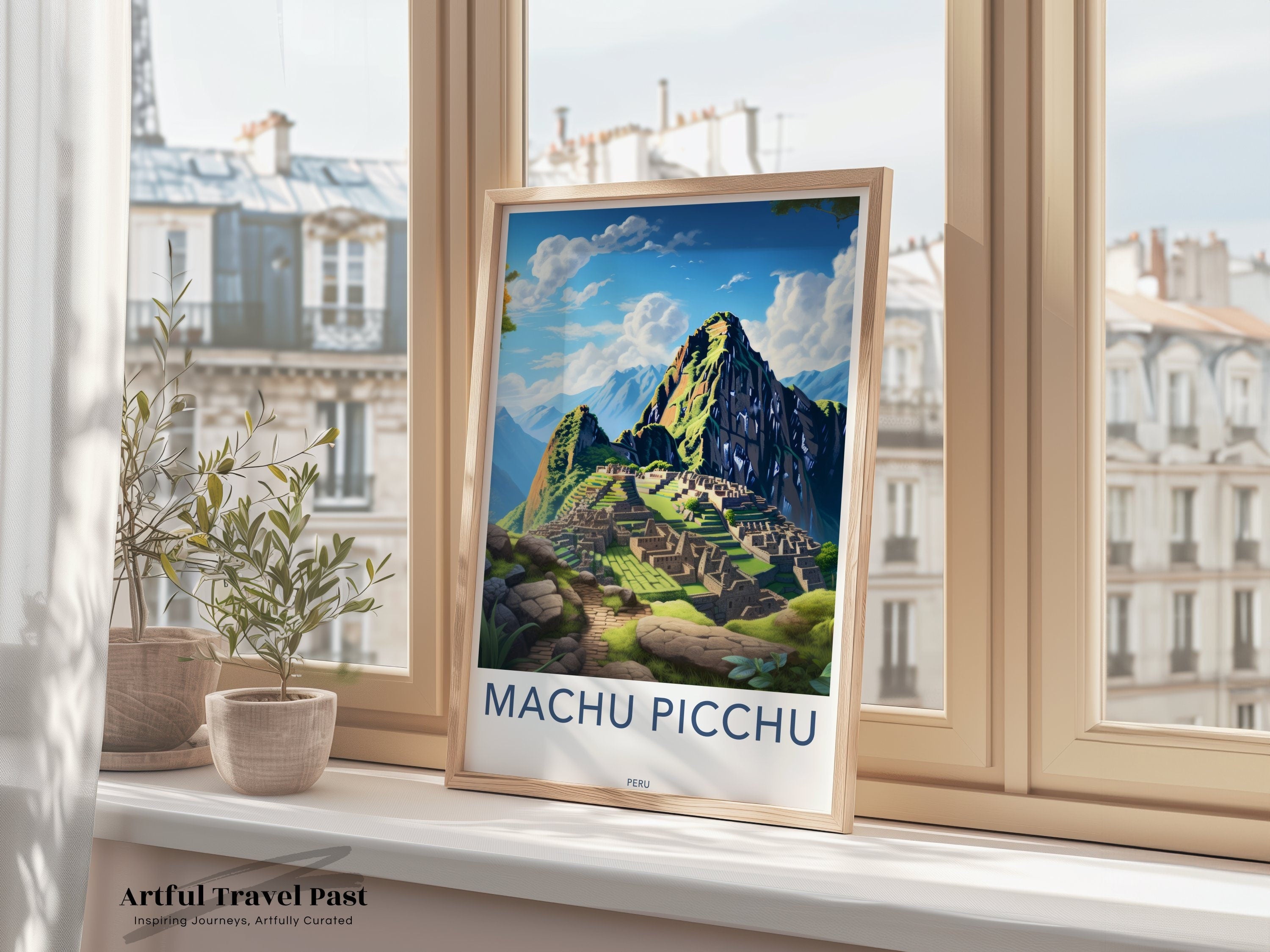 Machu Picchu Wall Art, Historical Peru Poster, Ancient Inca Citadel Print, Travel Destination Artwork, Scenic Andes Mountains Decor