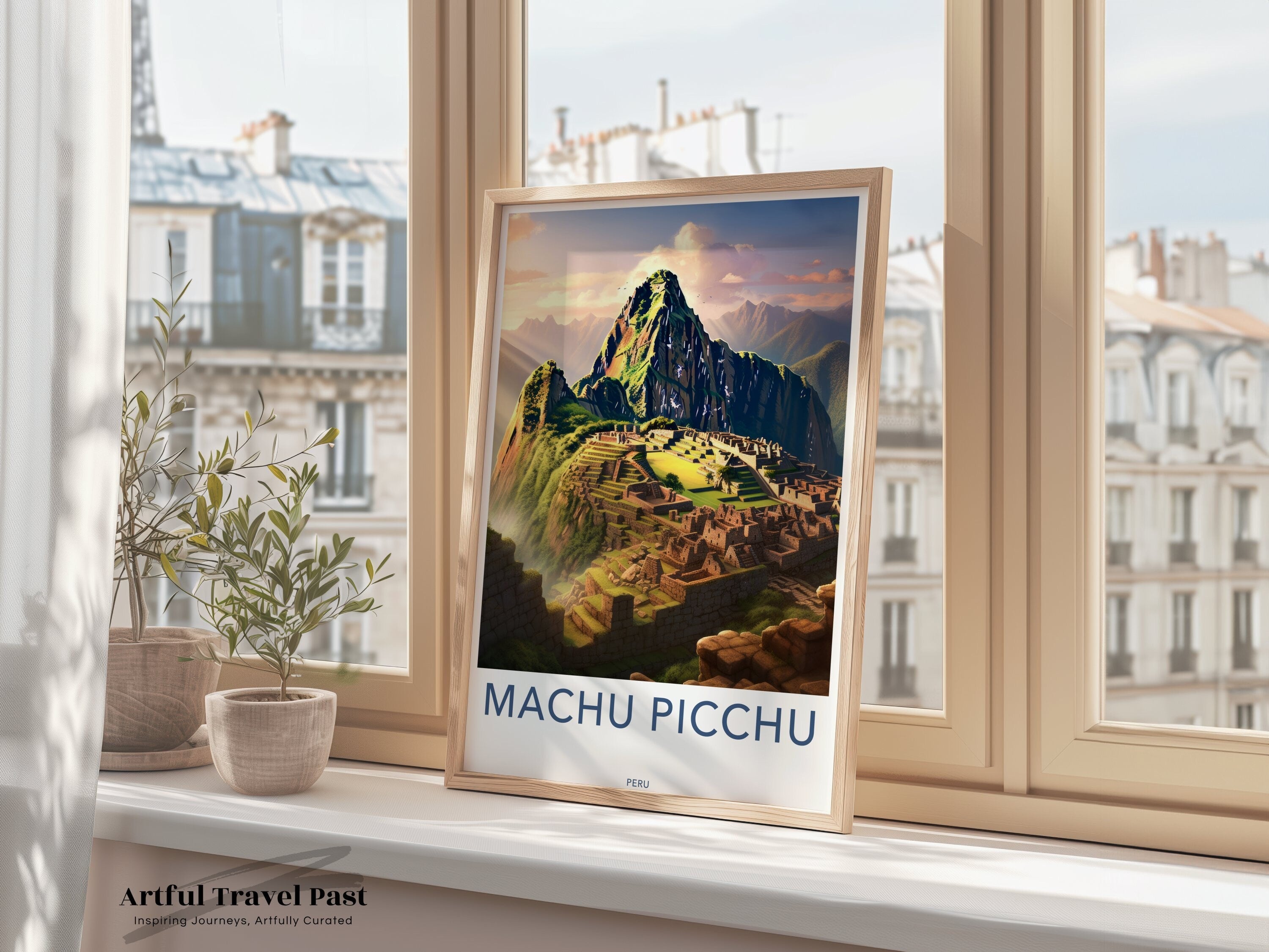 Machu Picchu Wall Art, Ancient Incan City Print, Historical Landmark Decor, Peru Travel Poster, Scenic Mountain Landscape