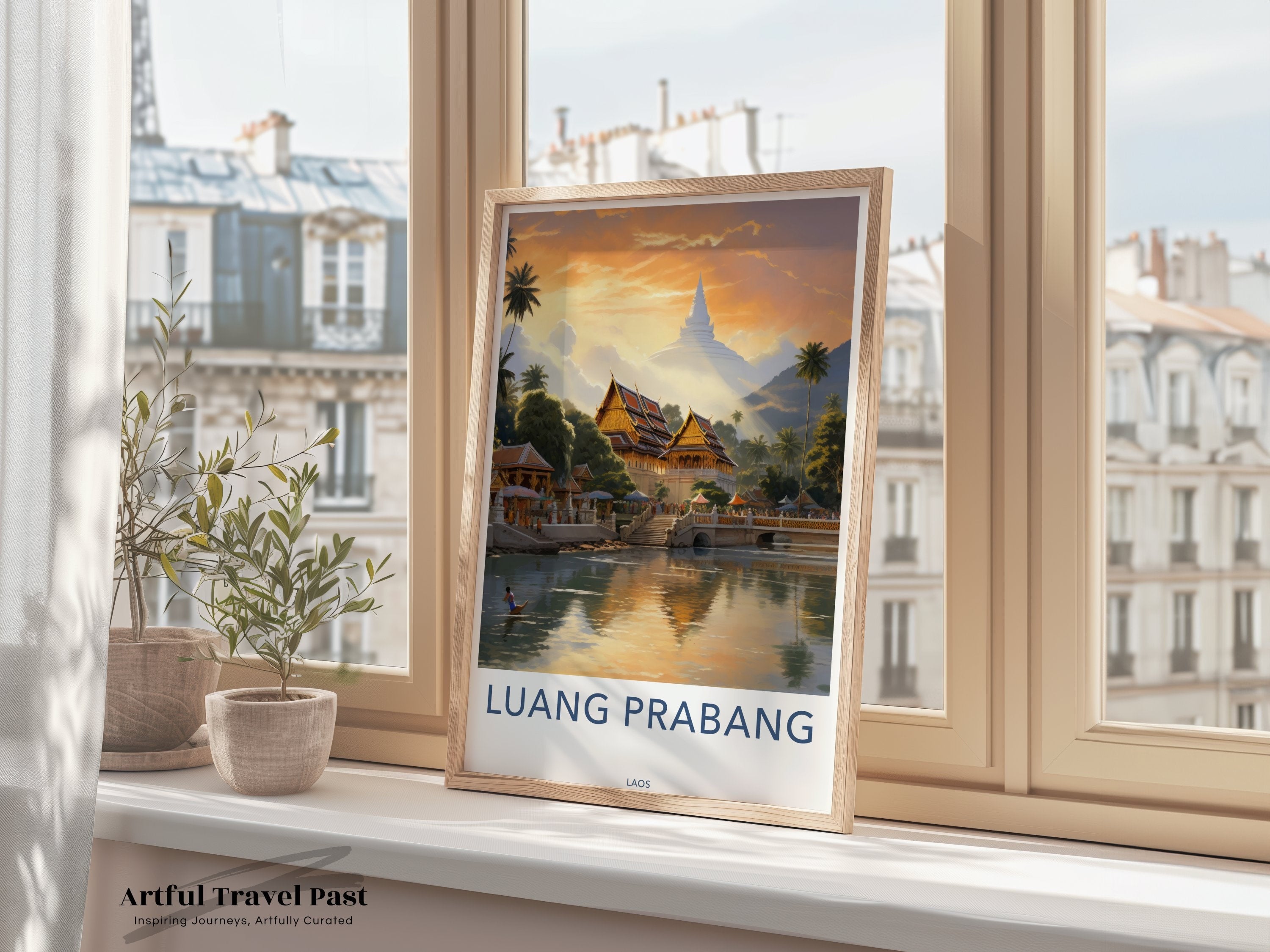 Luang Prabang Laos Wall Art, Asian Inspired Decor, Stunning Scenic View, Captivating Architecture, Serene Landscape