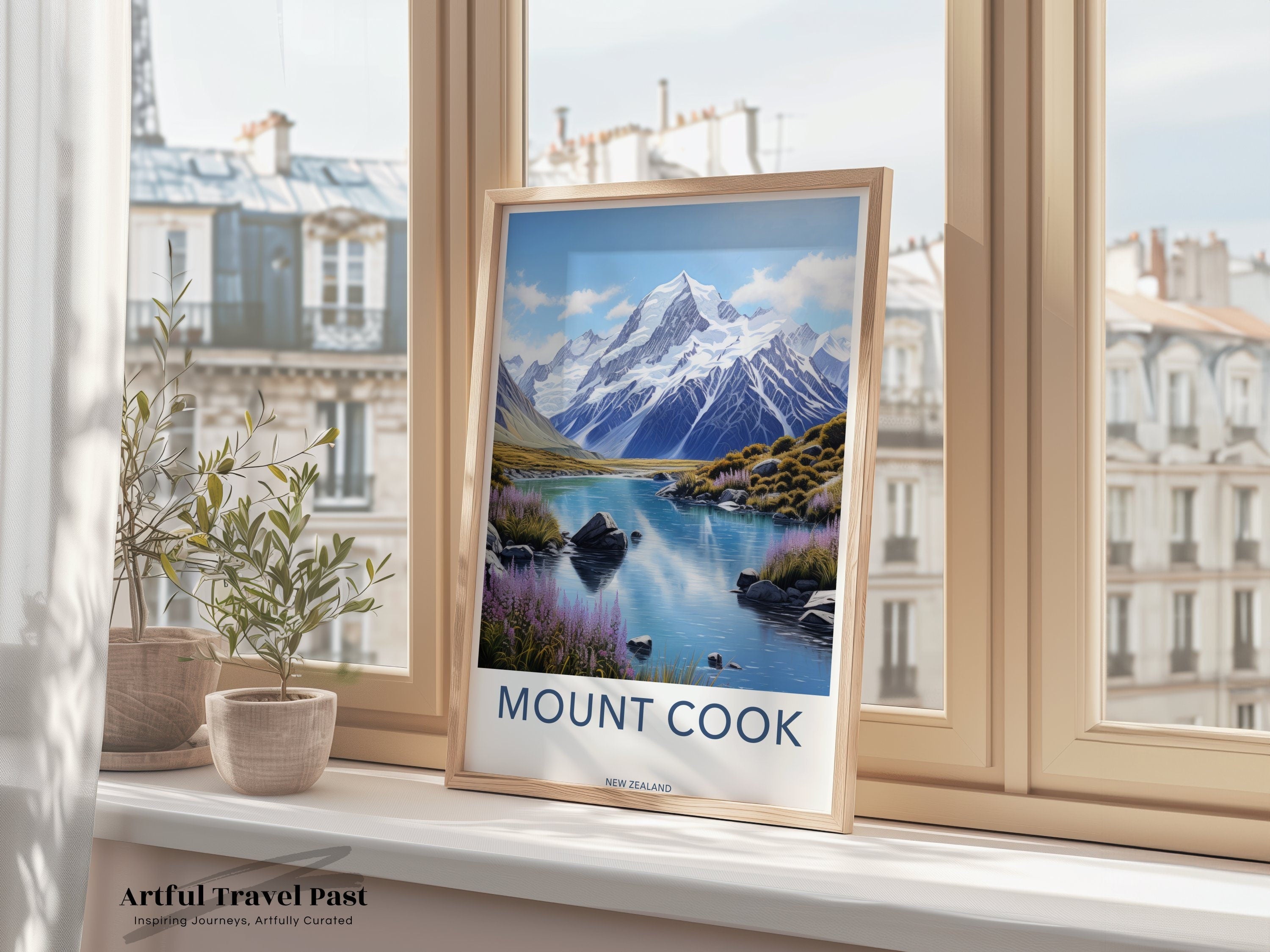 Mount Cook Wall Art Print, Nature Landscape Artwork, New Zealand Scenic Poster, Majestic Mountain View, Home Decor