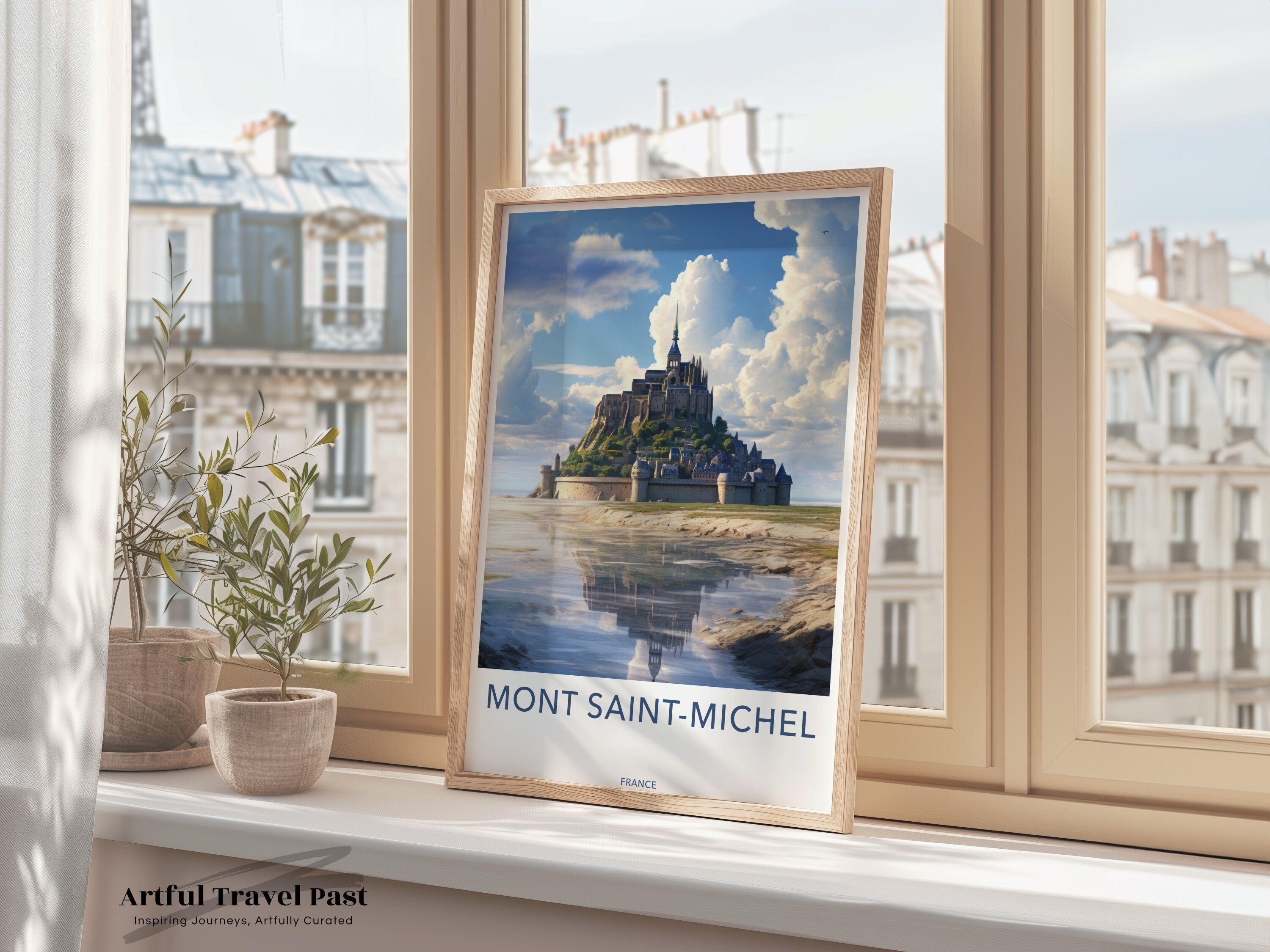 Mont Saint-Michel Wall Art, Historic French Landmark, Scenic Coastal Landscape, Castle Wall Decor, Travel Enthusiasts Gift