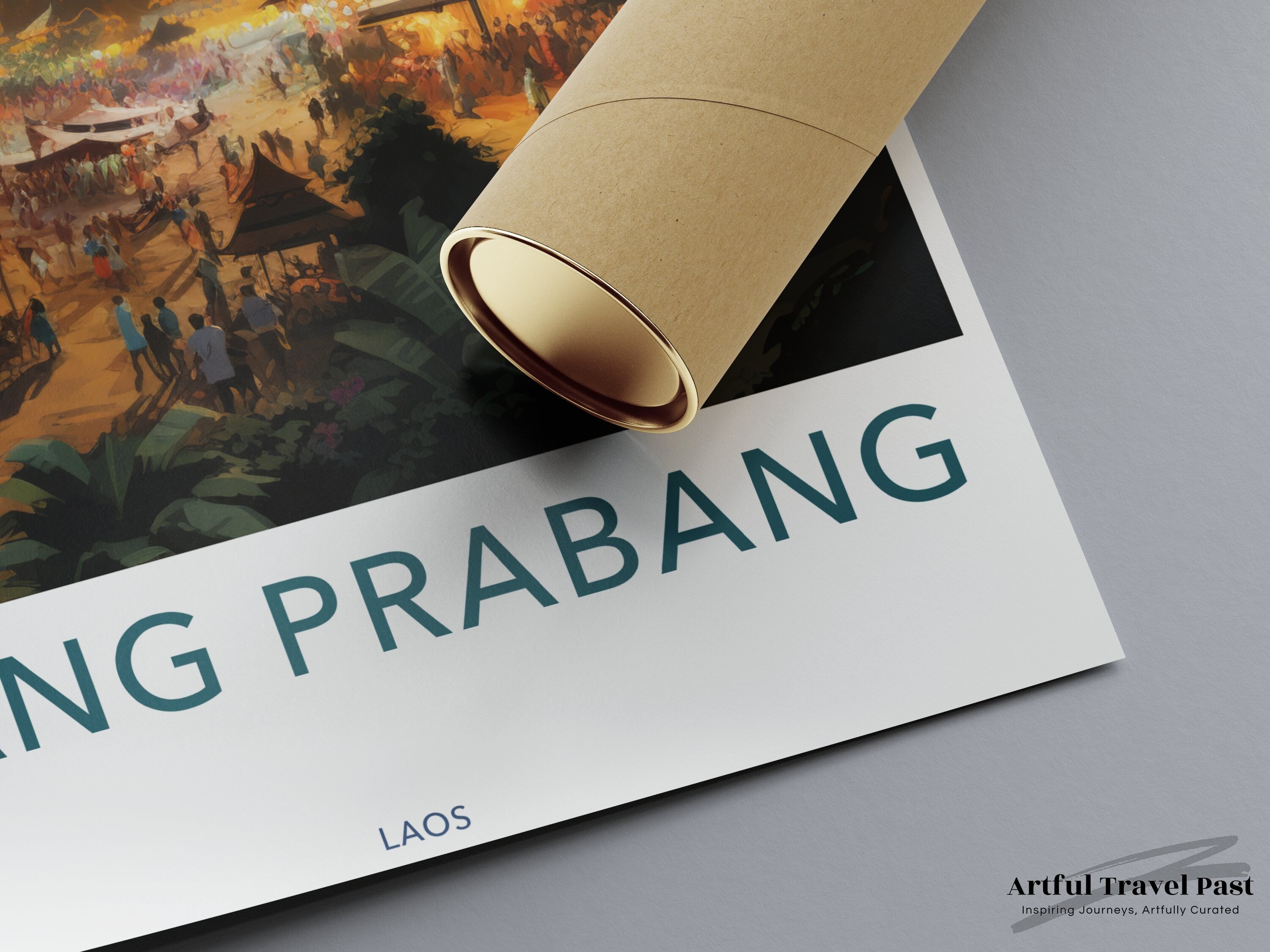 Beautiful Sunset Luang Prabang Wall Art Print, Laos Sunset Scene, Cultural Landscape Decor, Southeast Asia Scenery Poster