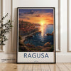 Ragusa Croatia Wall Art, Sunset Coastal City Poster, Mediterranean Seaside Print, Historic European Landscape Artwork