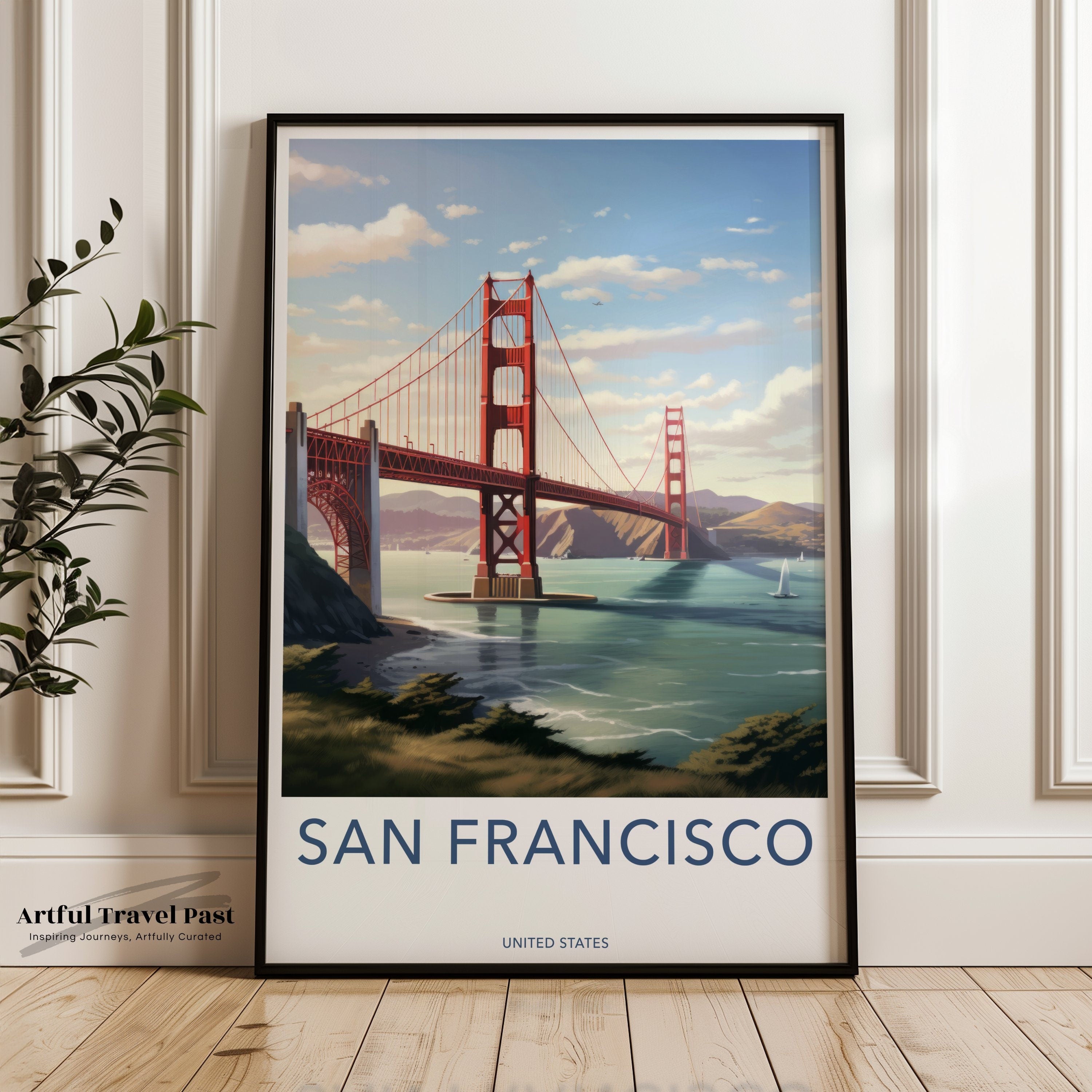 San Francisco Wall Art, Golden Gate Bridge Poster, California Travel Poster, Retro Style Print, Vintage San Francisco Decor