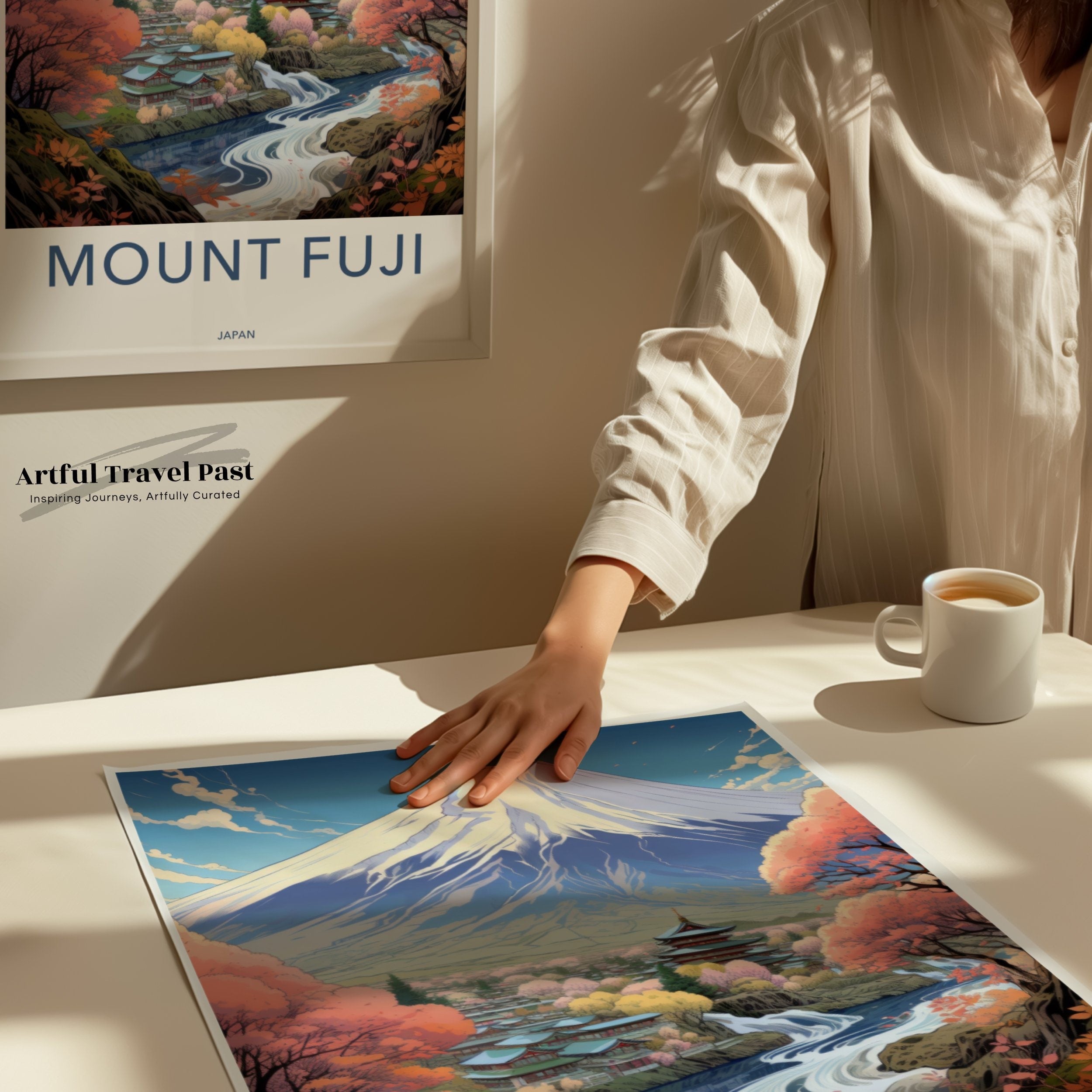 Mount Fuji Japan Wall Art Print, Japanese Scenic Landscape Poster, Travel Themed Home Decor, Traditional Japanese Art