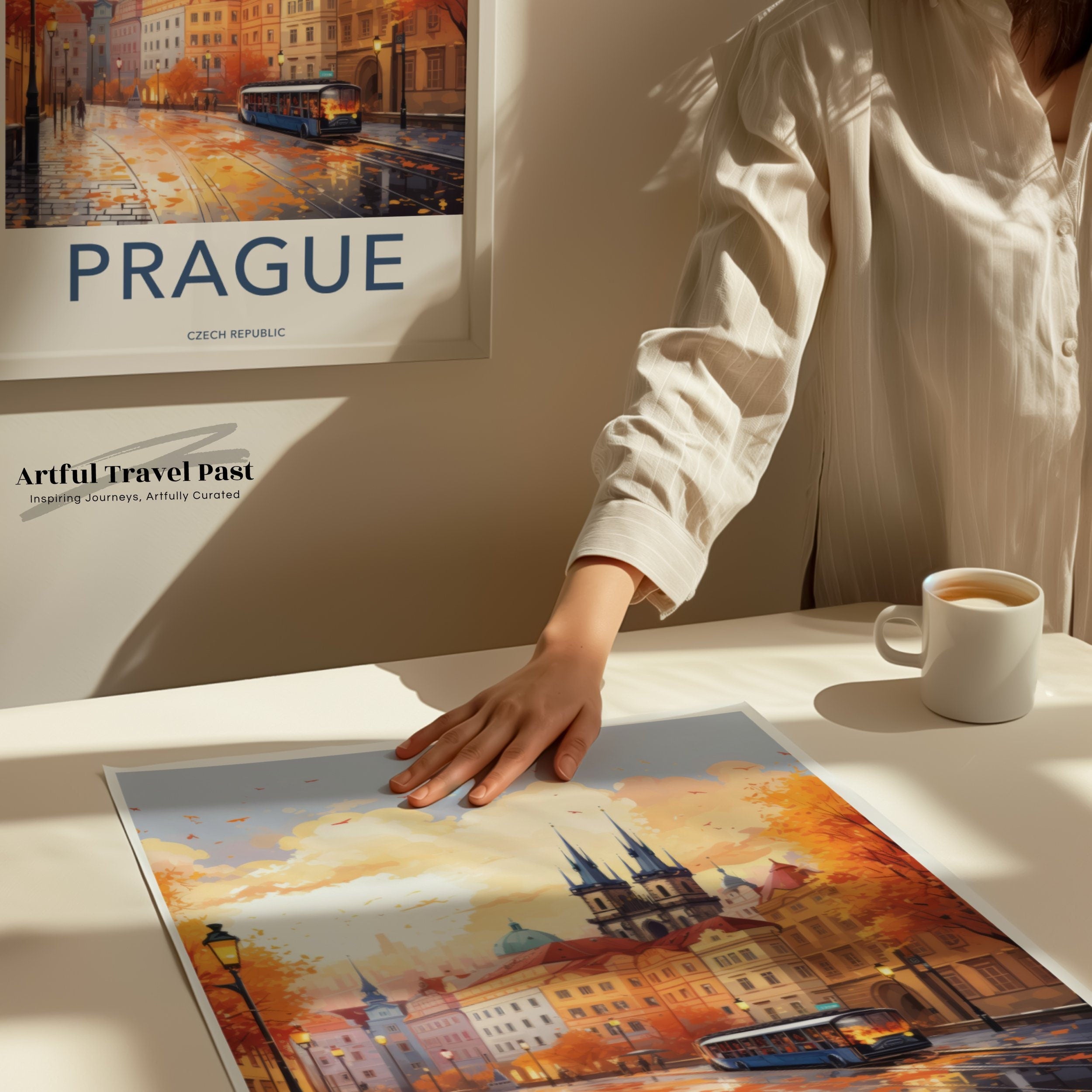 Prague Cityscape Wall Art, Fall Season Art Print, Historical Architecture, Czech Republic Travel Poster