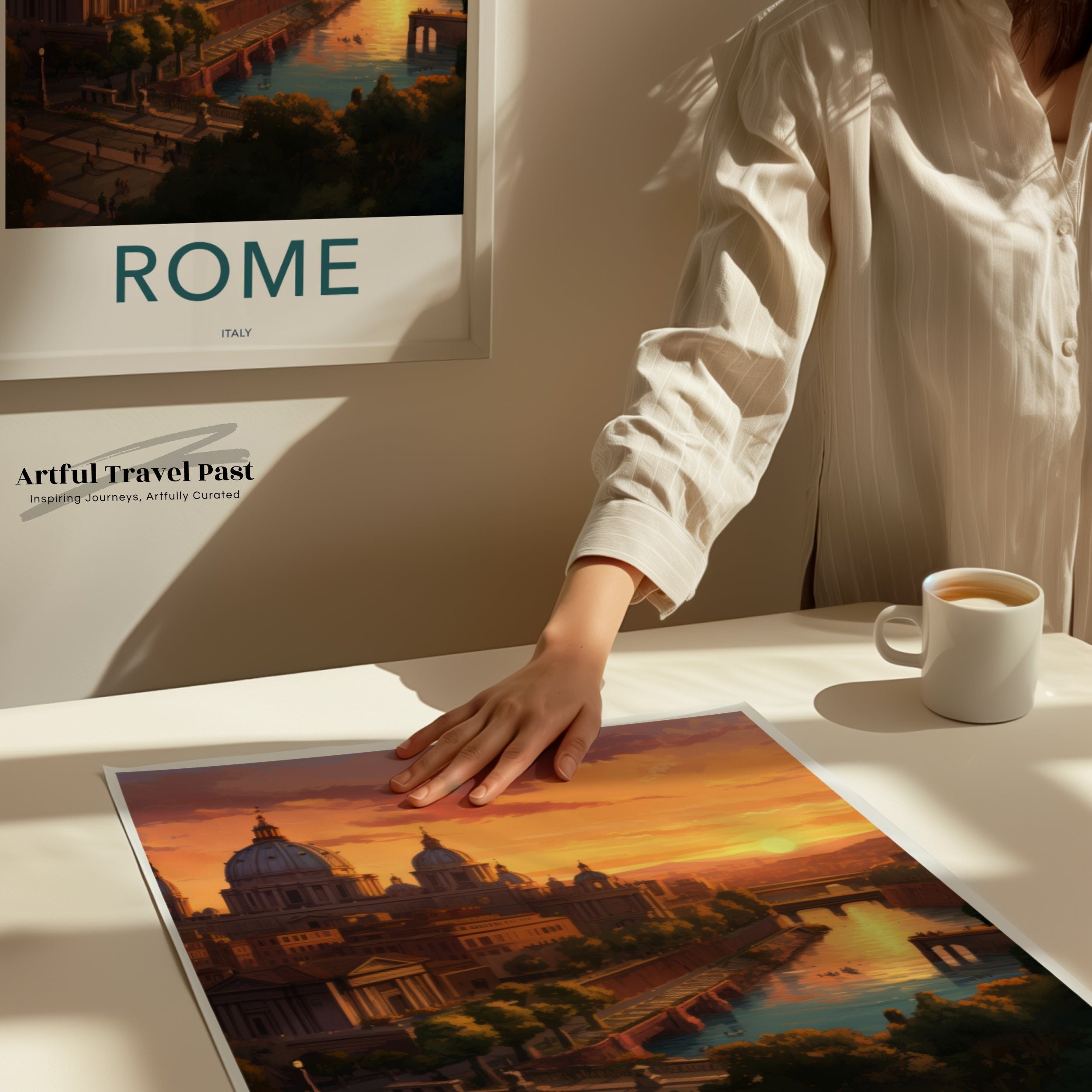 Rome Wall Art Print, Rome Sunset Cityscape, Italian Architecture, Historic Rome Landscape, Cultural Rome Landmark Decor