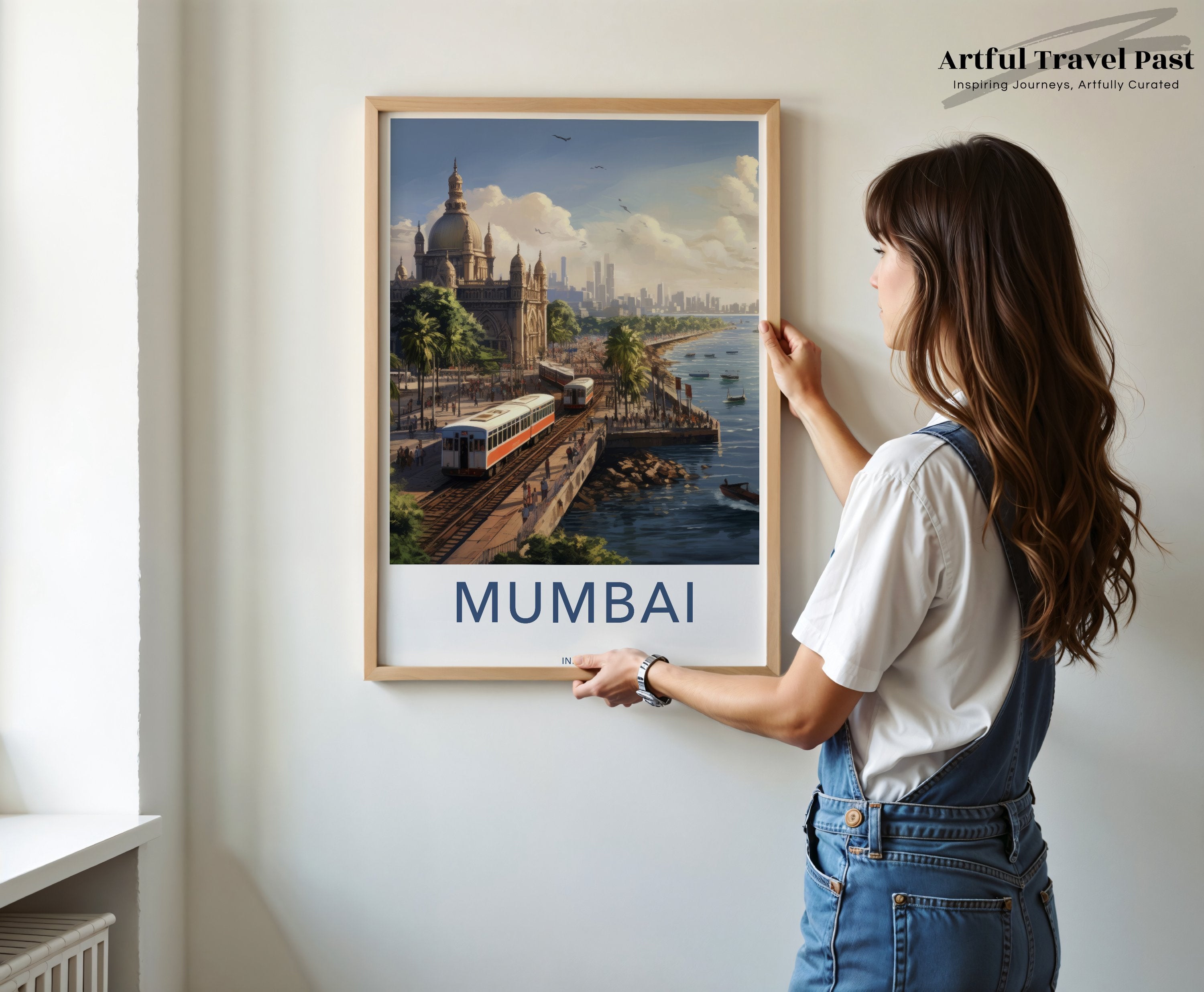 Mumbai Cityscape Wall Art, Indian City Landmark Print, Vintage Mumbai Poster, Detailed Urban Scenic Art, Coastal City View