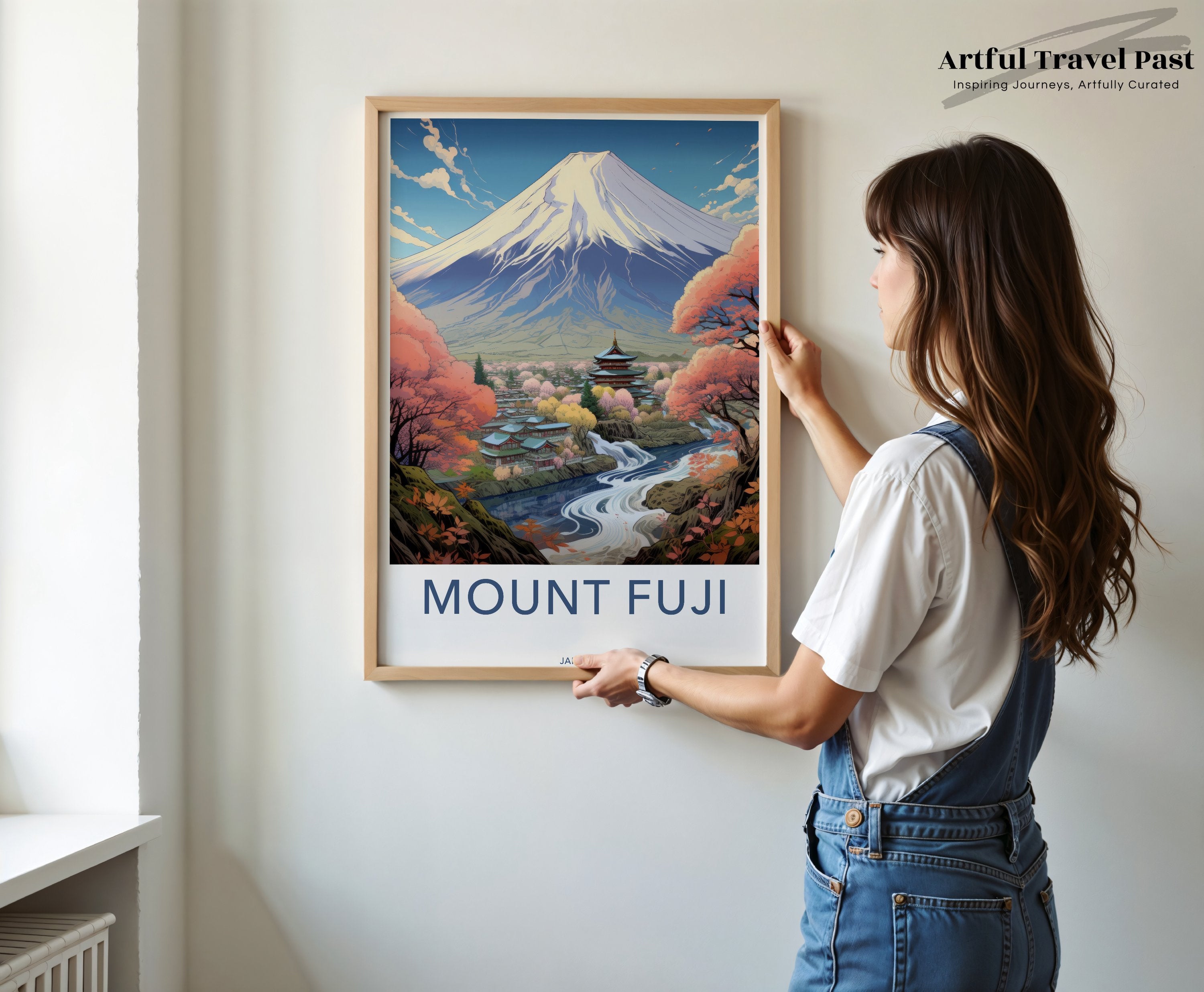 Mount Fuji Japan Wall Art Print, Japanese Scenic Landscape Poster, Travel Themed Home Decor, Traditional Japanese Art