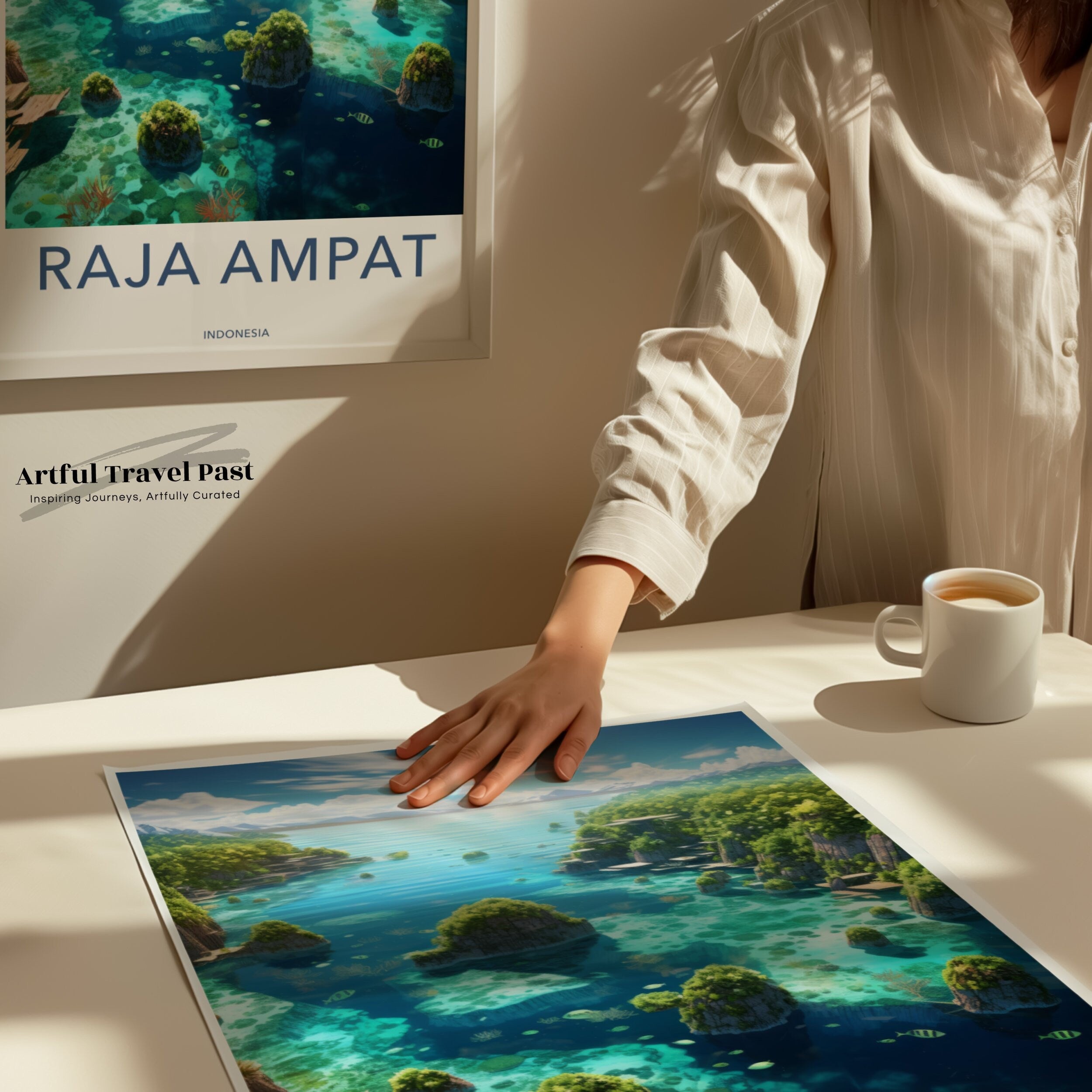 Raja Ampat Wall Art, Indonesia Nature Print, Scenic Ocean Landscape Poster, Tropical Paradise Decor, Travel Photography Art, Coastal Canvas