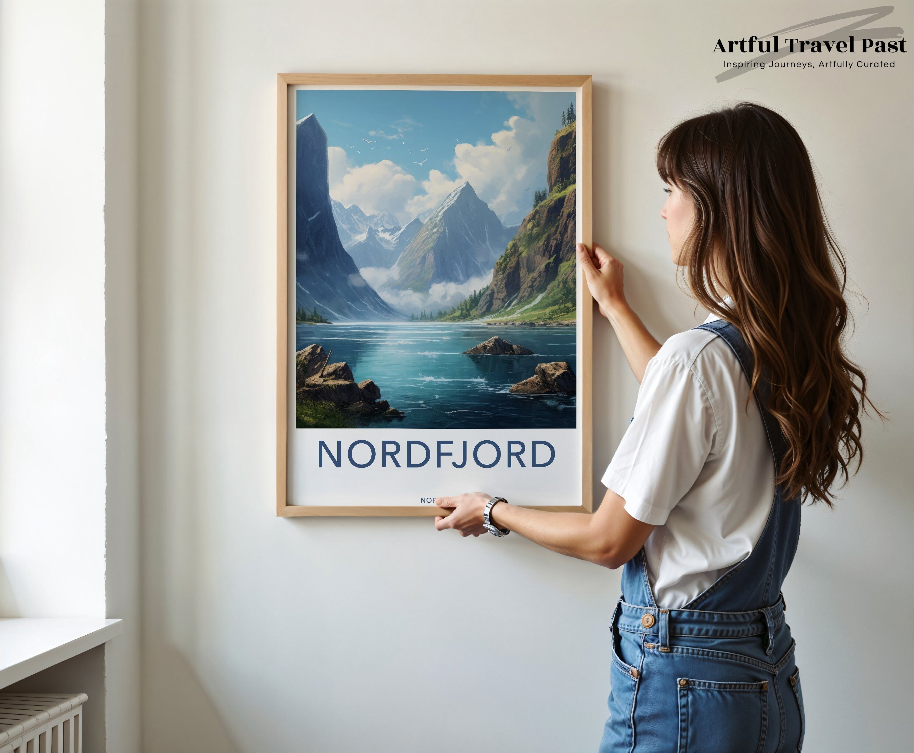 Nordfjord Norway Print, Scenic Mountain Lake Wall Art, Nordic Nature Landscape Decor, Coastal Fjord Poster, Travel Destination Artwork