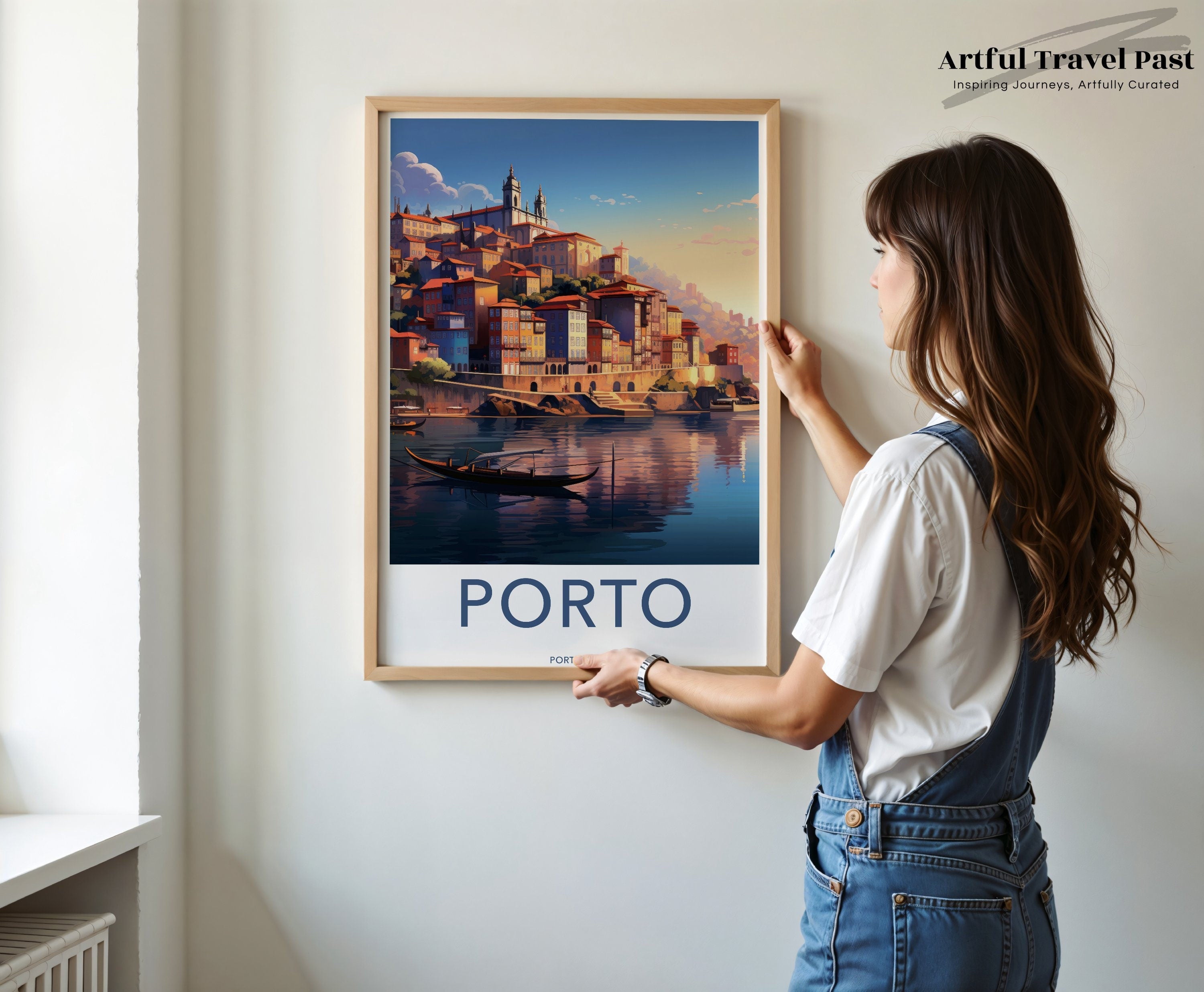 Porto Portugal Wall Art Print, Travel Poster, Cityscape Illustration, Home Decor, Scenic City View, European Architecture Artwork