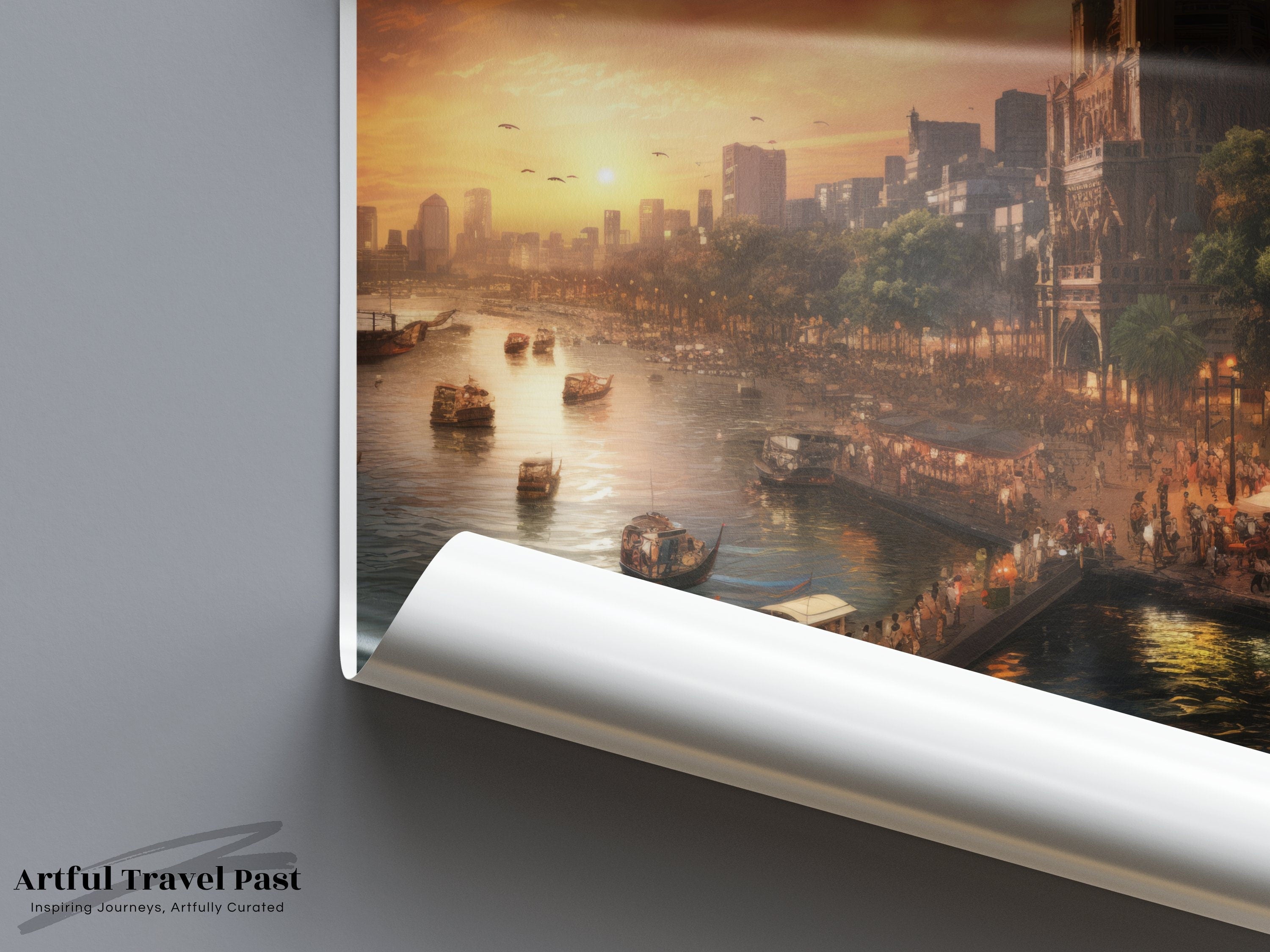 Sunset Cityscape Wall Art, Mumbai Skyline Print, Urban Landscape Decor, Coastal City Photography, Travel Enthusiast Gift, India Poster