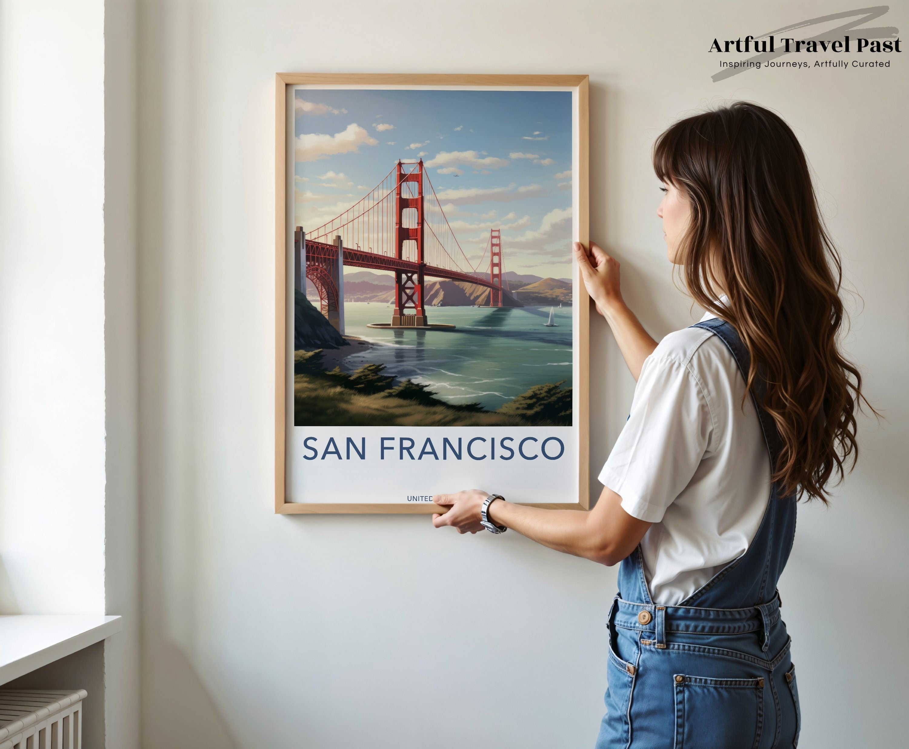 San Francisco Wall Art, Golden Gate Bridge Poster, California Travel Poster, Retro Style Print, Vintage San Francisco Decor