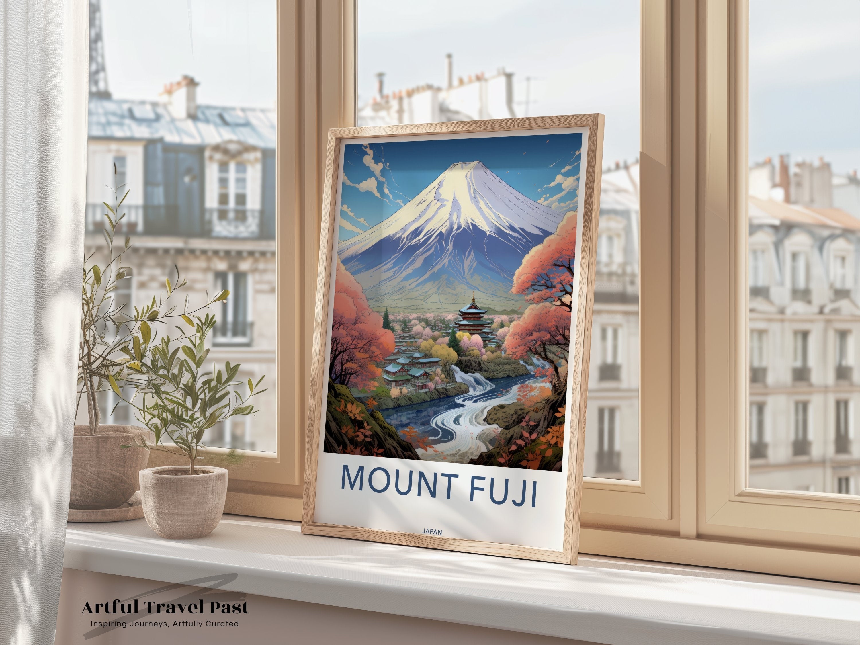 Mount Fuji Japan Wall Art Print, Japanese Scenic Landscape Poster, Travel Themed Home Decor, Traditional Japanese Art