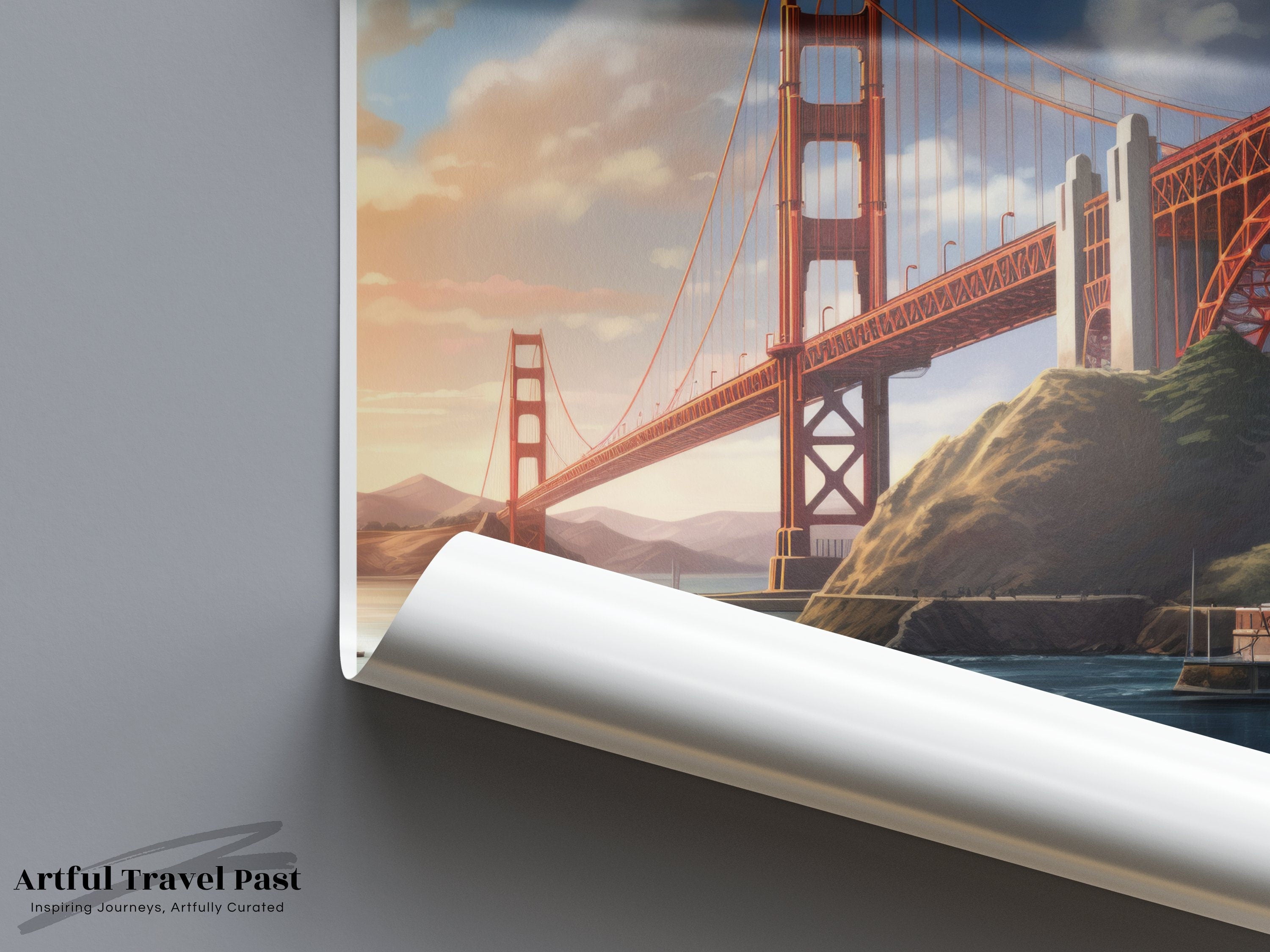 San Francisco Wall Art, Golden Gate Bridge Print, USA Cityscape Art, Famous Landmarks Poster, California Home Decor