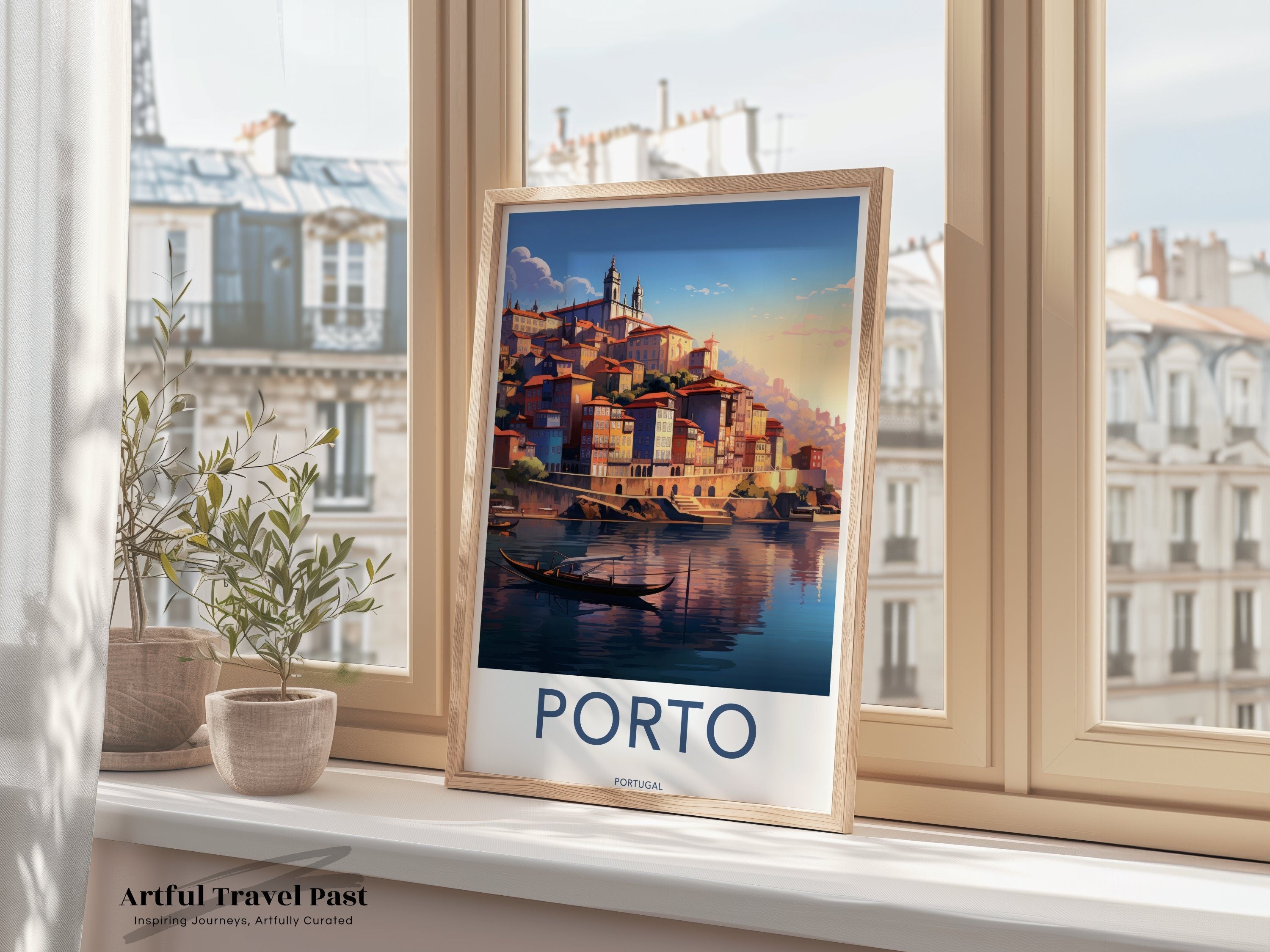 Porto Portugal Wall Art Print, Travel Poster, Cityscape Illustration, Home Decor, Scenic City View, European Architecture Artwork