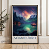 Sognefjord Norway Sunset View Wall Art, Nordic Landscape Poster, Scenic Norway Print, Coastal Art Decor, Nature Painting Reproduction