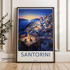 Santorini Sunset Wall Art, Greek Island Landscape, Romantic Greece Decor, Blue and White Houses, Mediterranean Sea View