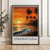 Unawatuna Beach Wall Art, Sri Lanka Coastal Sunset Print, Tropical Paradise Decor, Ocean View Poster, Sun and Palm Trees Artwork