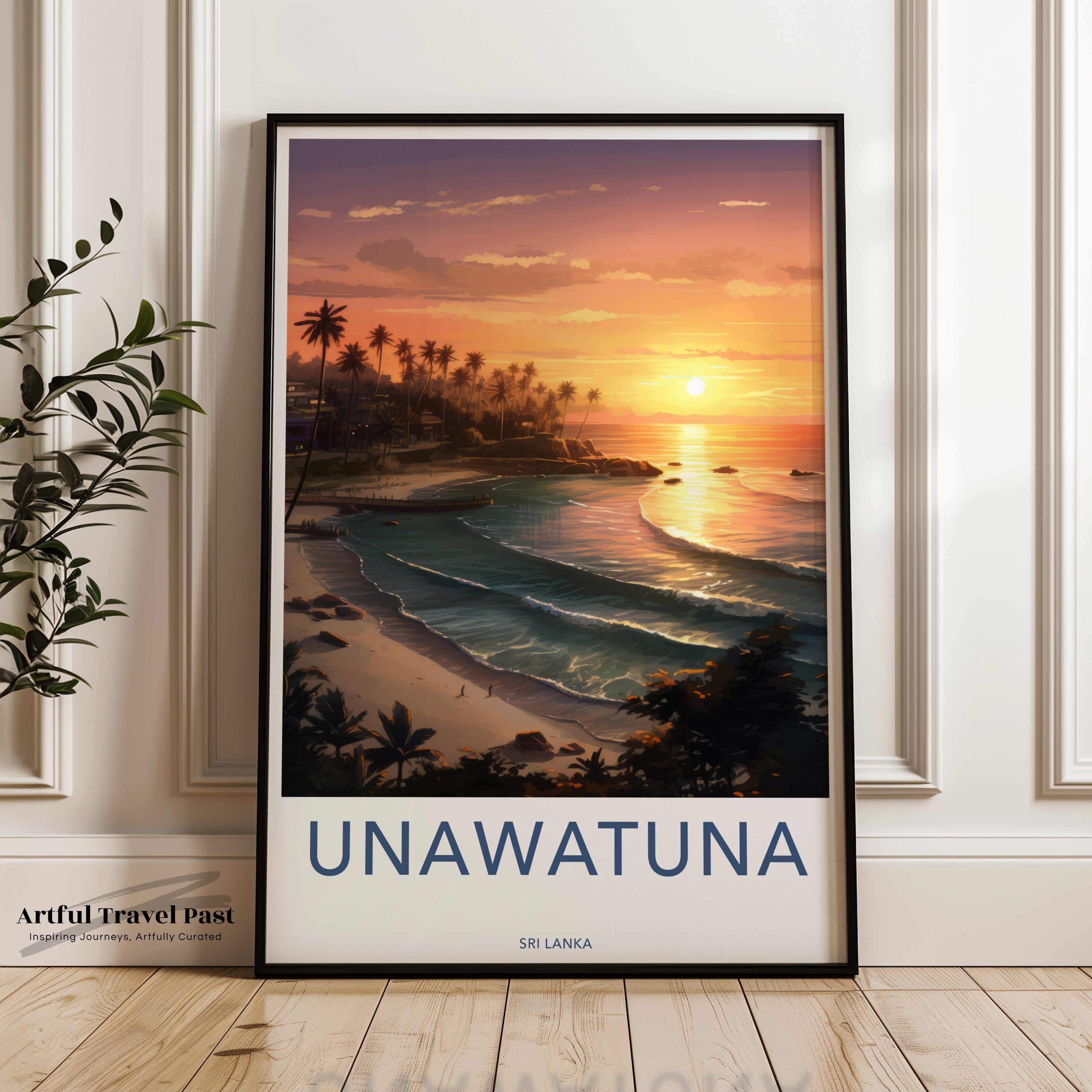 Unawatuna Sri Lanka Wall Art Print Sunset Beach Scenery Coastal Decor Travel Poster Home Decor Beach Lovers Gift