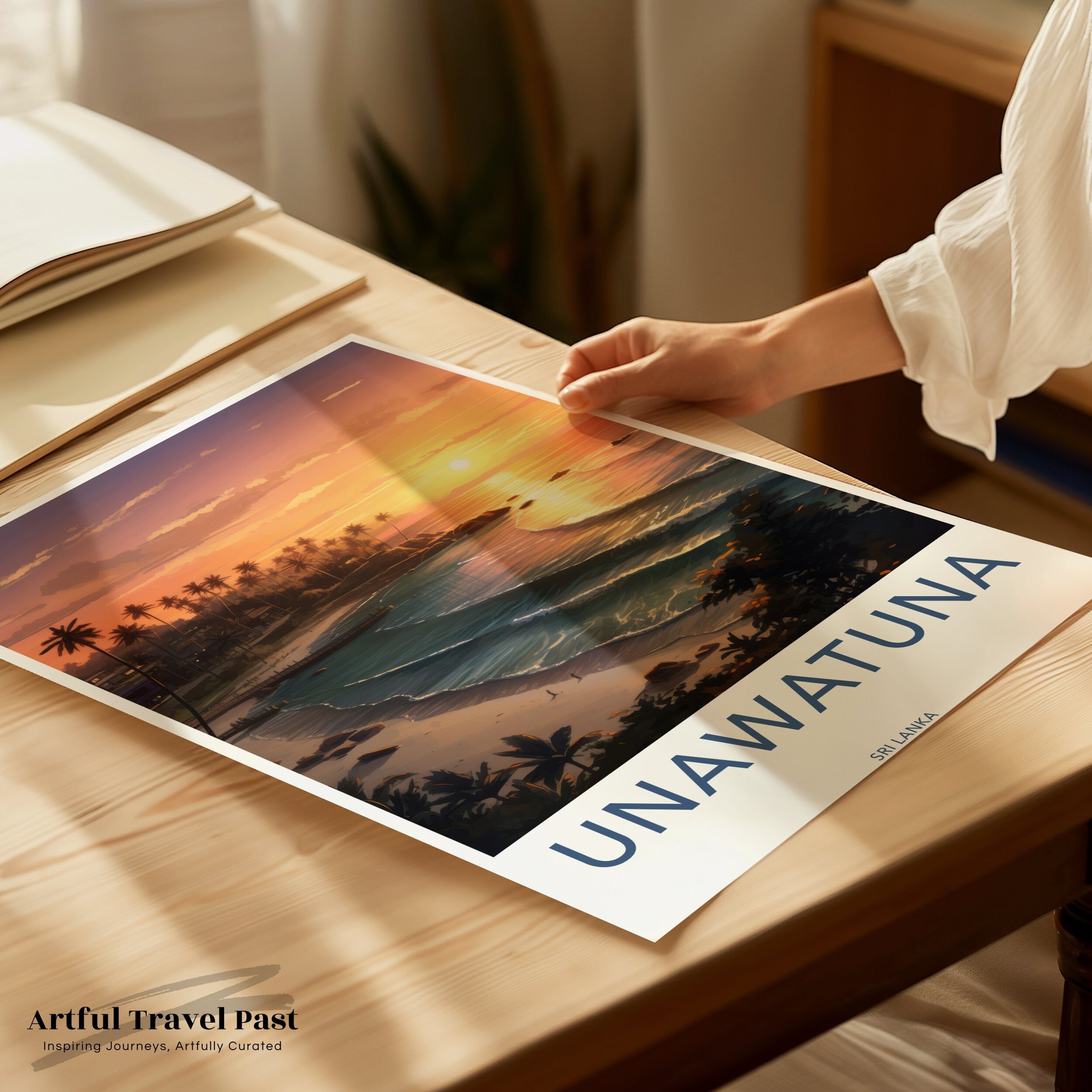 Unawatuna Sri Lanka Wall Art Print Sunset Beach Scenery Coastal Decor Travel Poster Home Decor Beach Lovers Gift