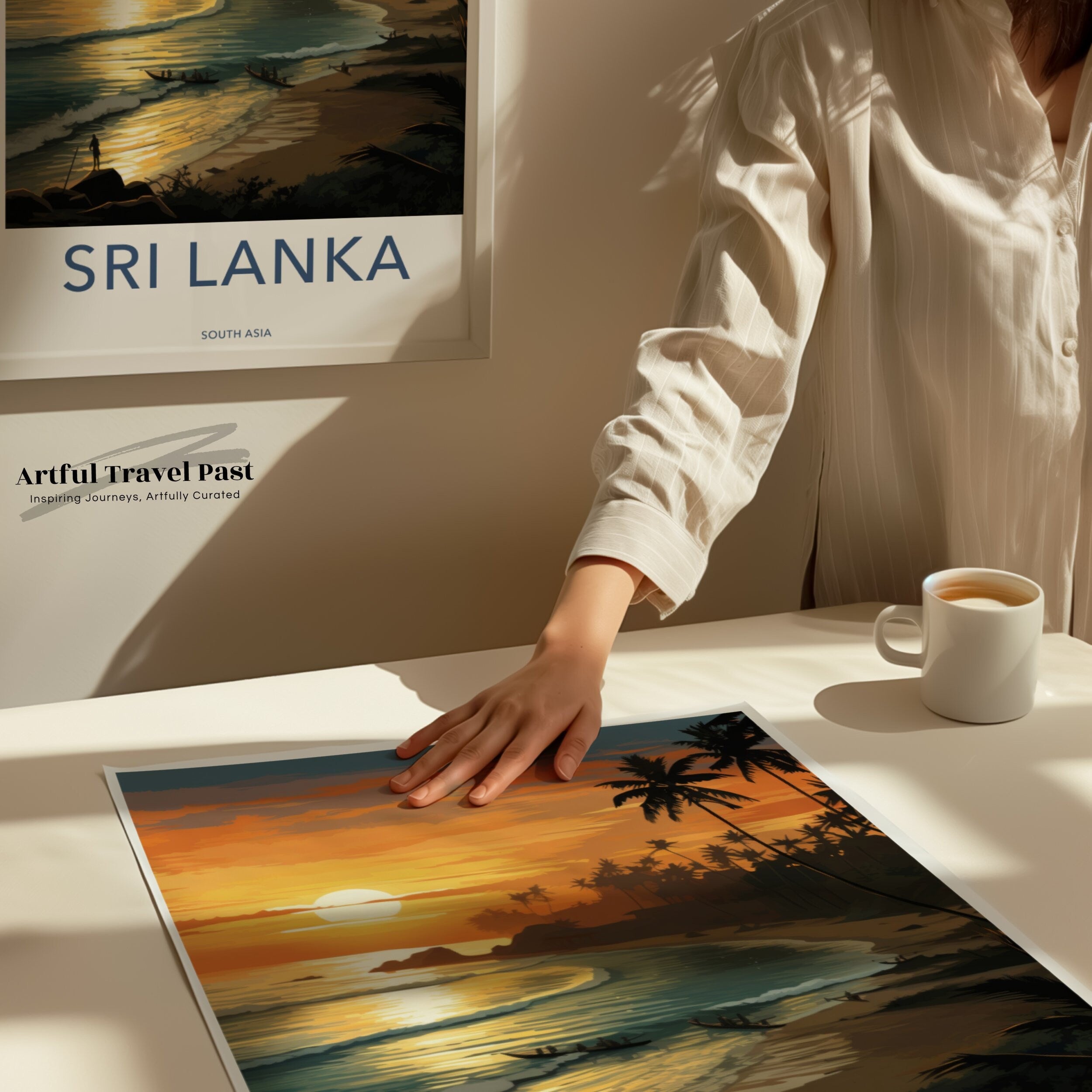 Sri Lanka Wall Art, South Asia Travel Poster, Sunset Beach Scene, Tropical Decor, Coastal Landscape Print, Scenic Photography