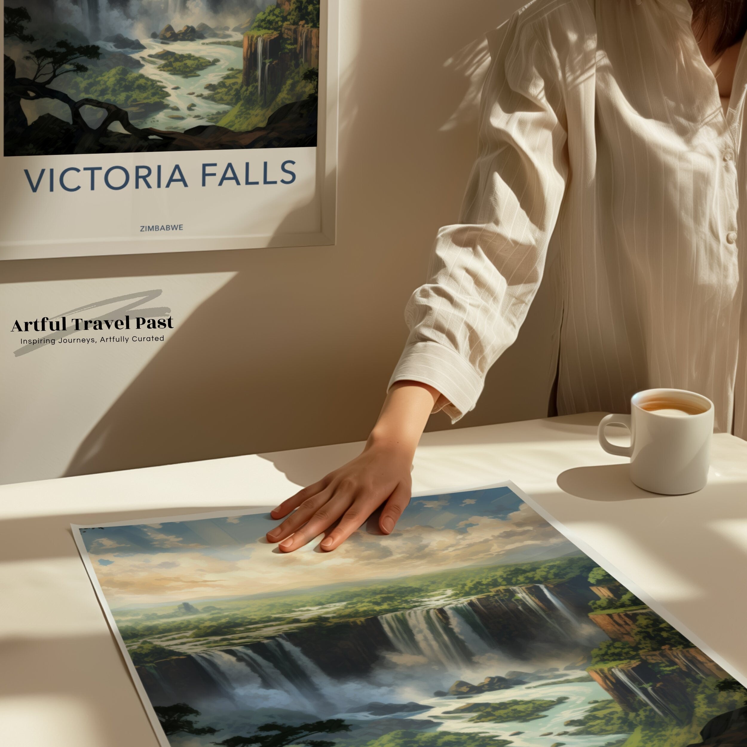 Victoria Falls Poster, Zimbabwe Wall Art Decor, Scenic Nature Print, Waterfall Artwork for Home, Travel Destination Art