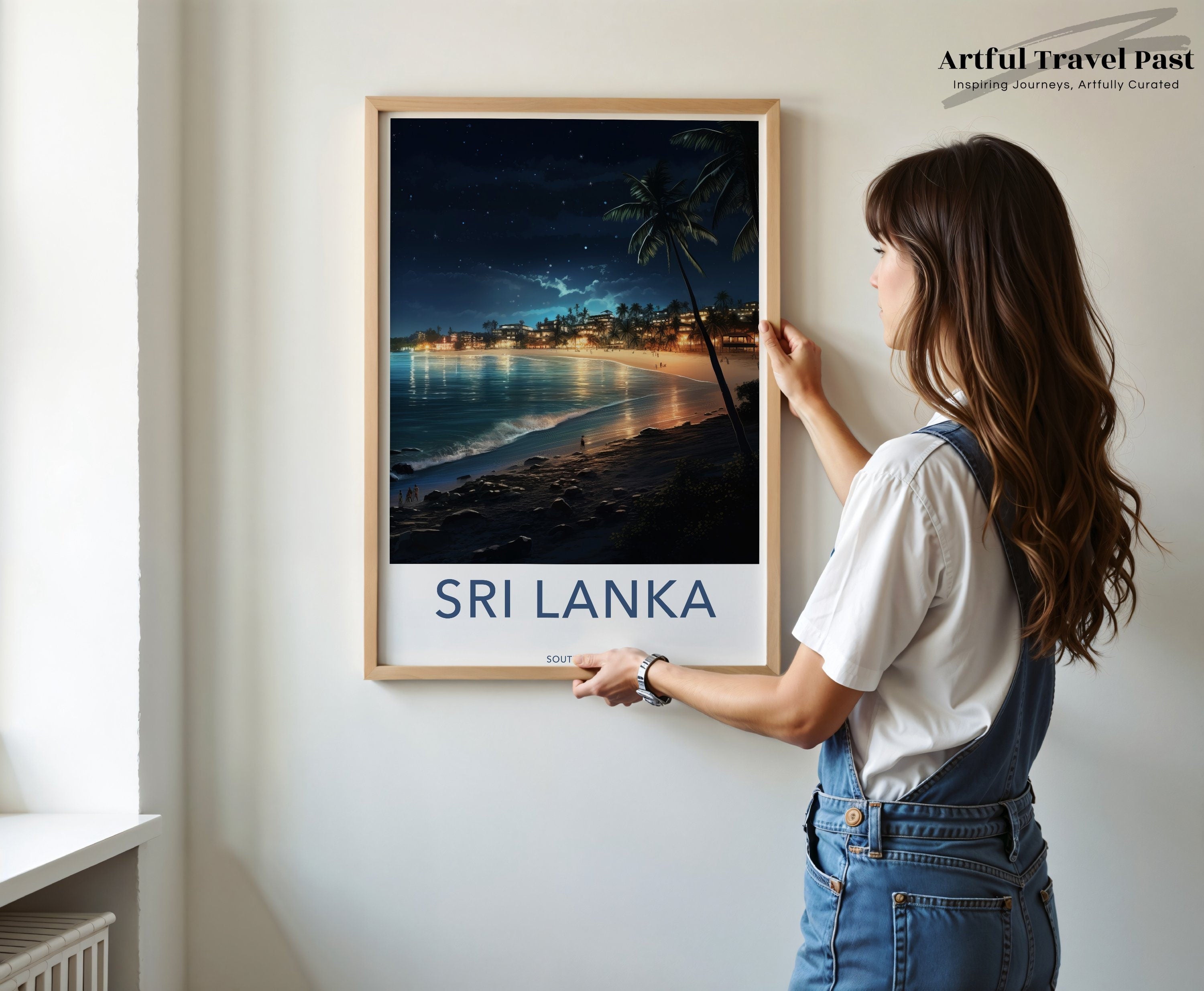 Stunning Sri Lanka Nighttime Beach Scene, Coastal Wall Art, Serene Beach View, Tropical Paradise Poster, Sri Lanka Travel Decor