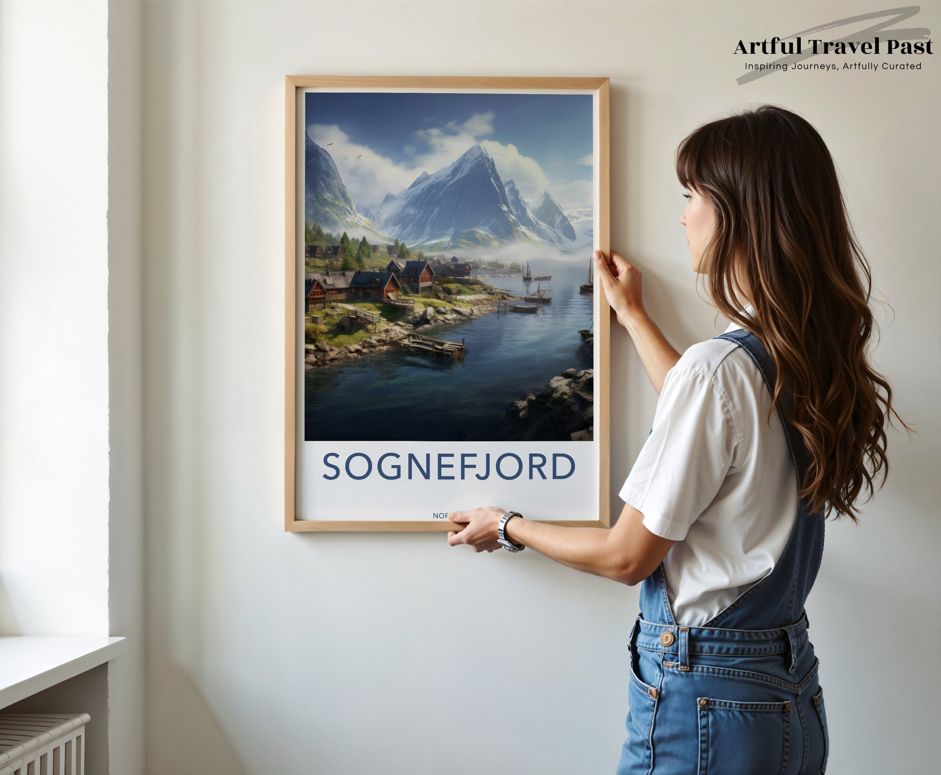 Sognefjord Wall Art, Norwegian Fjord Landscape Poster, Scenic Mountain and Water View, Norway Coastal Village Decor, Nature Photography