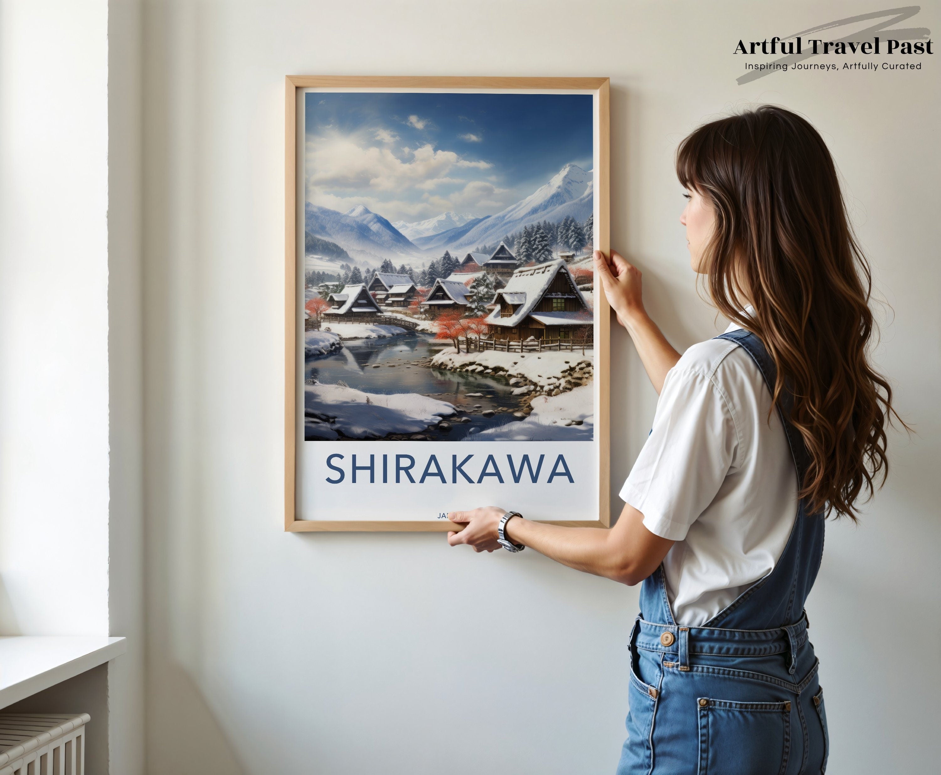 Shirakawa Japan Wall Art, Traditional Japanese Village, Snowy Winter Landscape, High-Quality Print, Home Decor, Office Decor