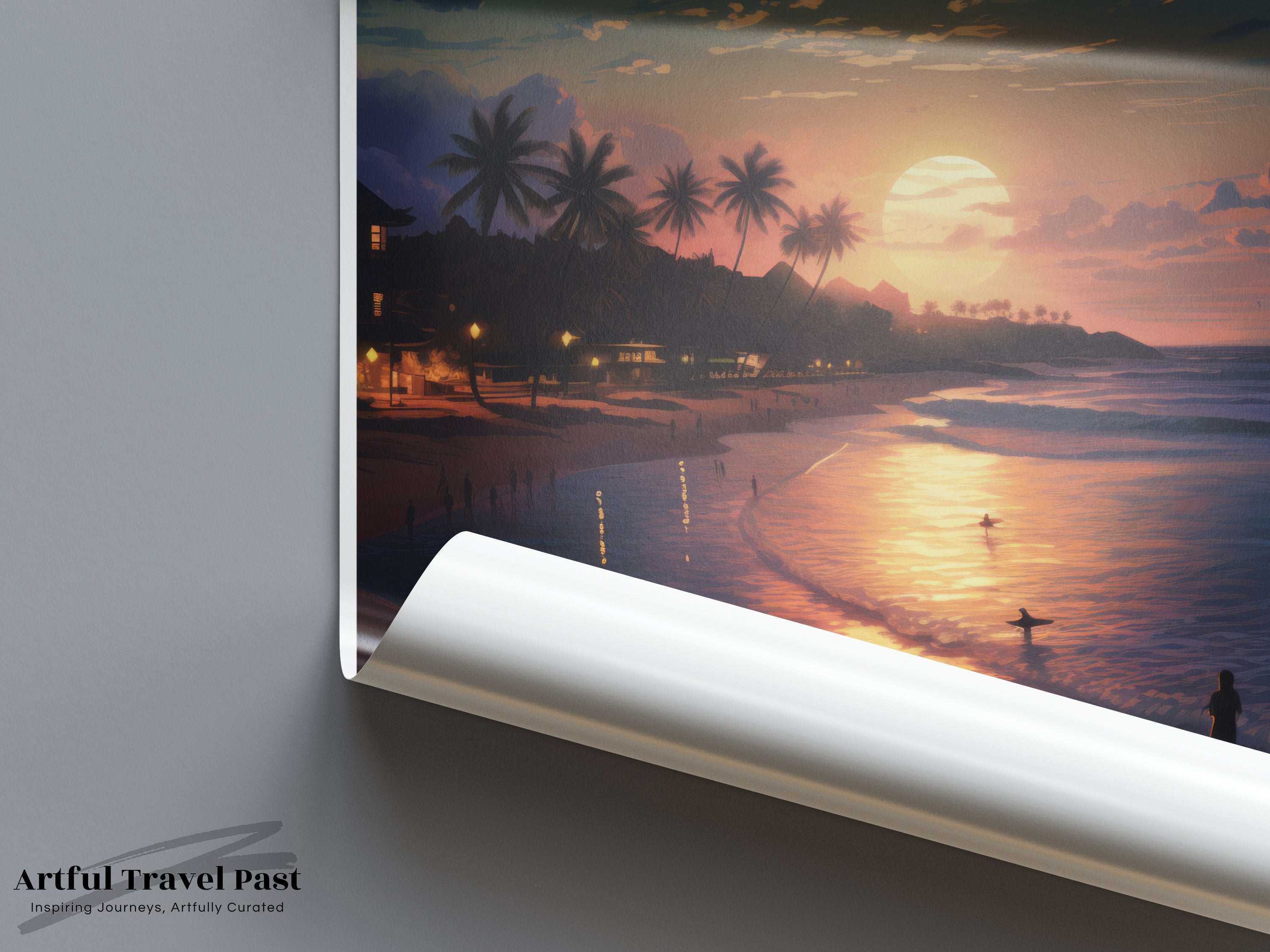 Tropical Sri Lanka Sunset Beach Wall Art Print, Coastal Landscape Artwork, South Asian Night Skyline Décor, Scenic Wall Poster