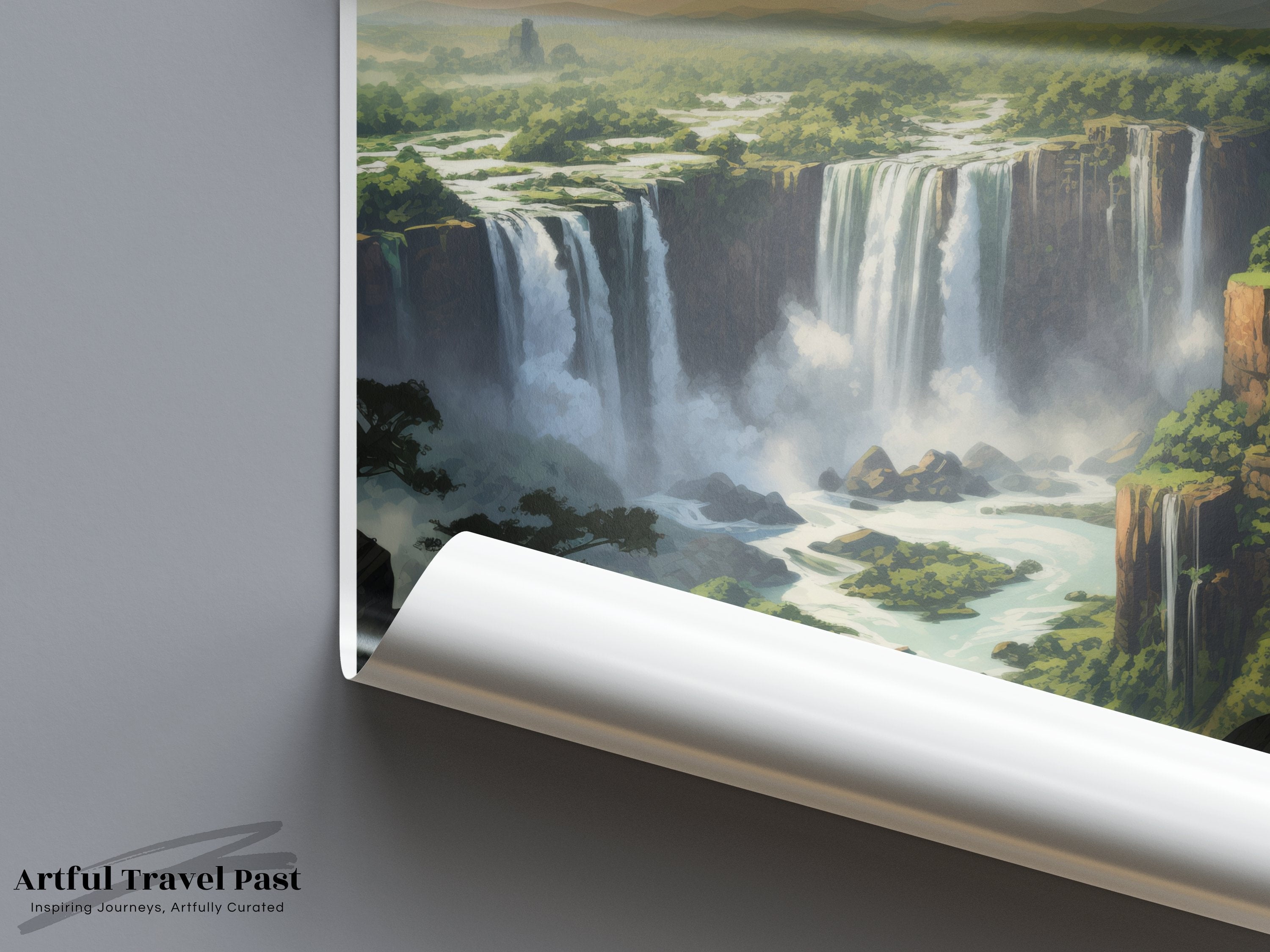 Victoria Falls Poster, Zimbabwe Wall Art Decor, Scenic Nature Print, Waterfall Artwork for Home, Travel Destination Art