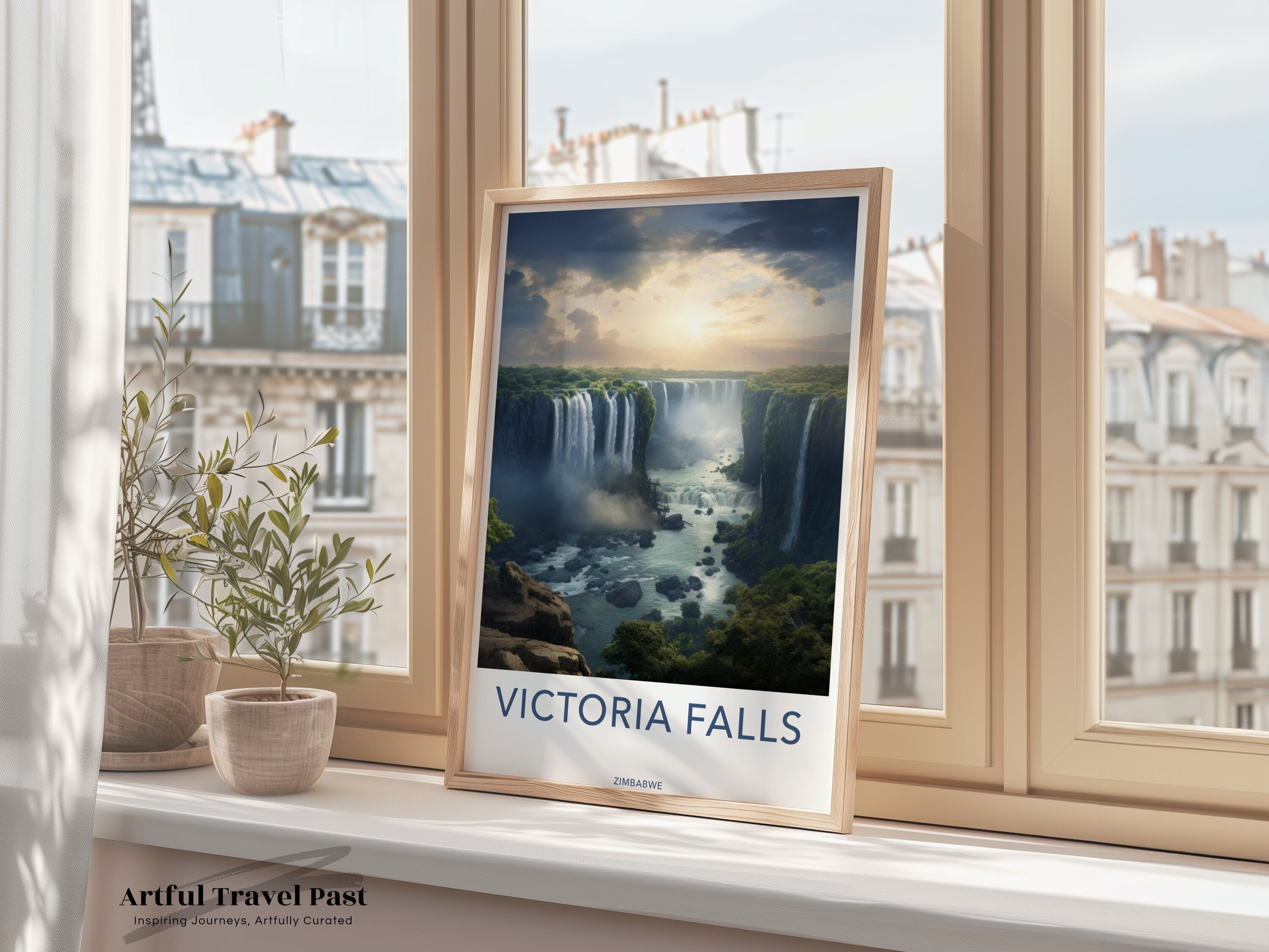 Victoria Falls Wall Art Print, Stunning Zimbabwe Landscape, Natural Wonder Decor, Beautiful Waterfall Art, Scenic Home Decoration