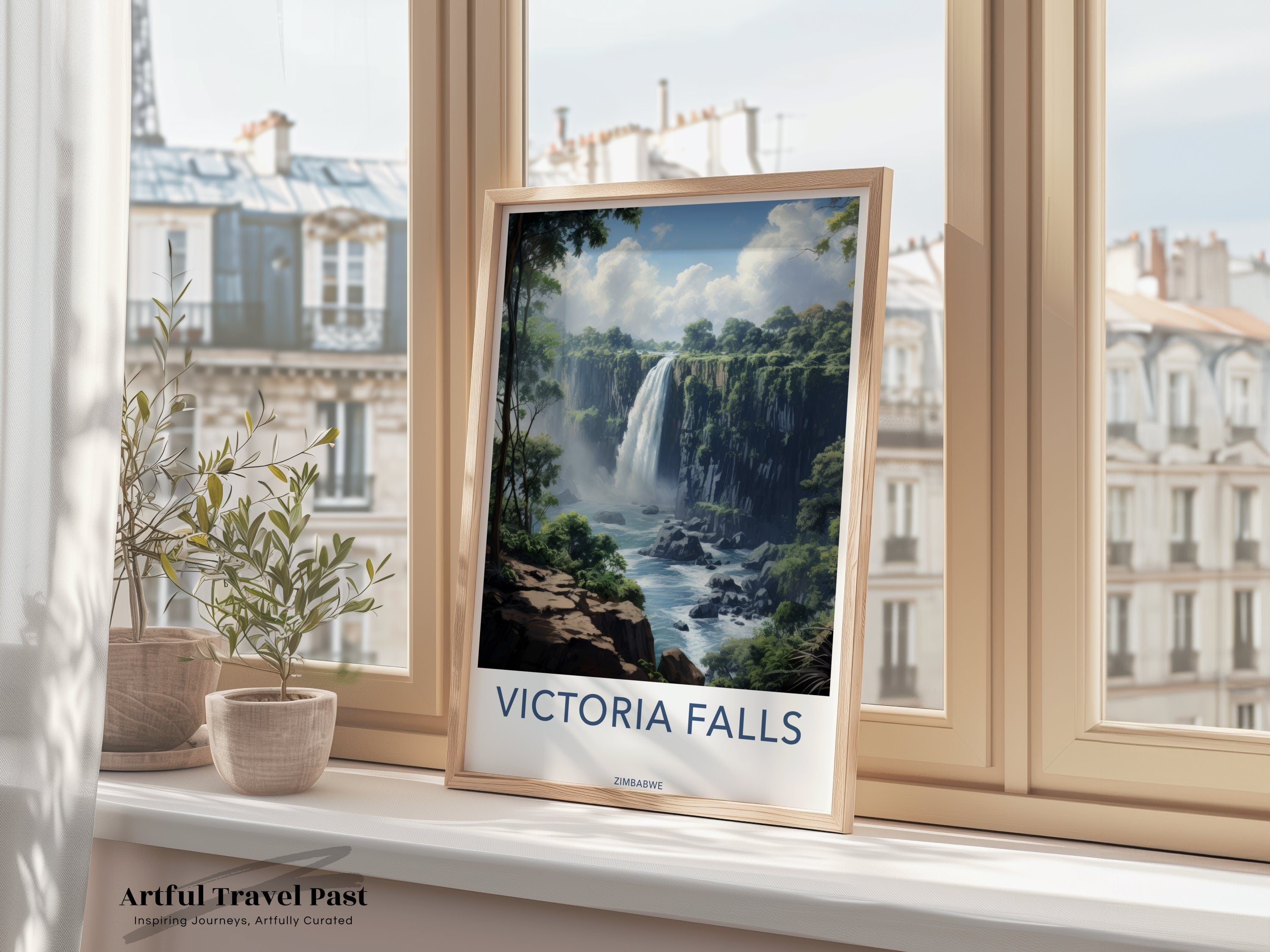 Victoria Falls Poster, Zimbabwe Wall Art, Travel Print, Nature Photography, Africa Waterfall Art, Scenic Landscape Decor