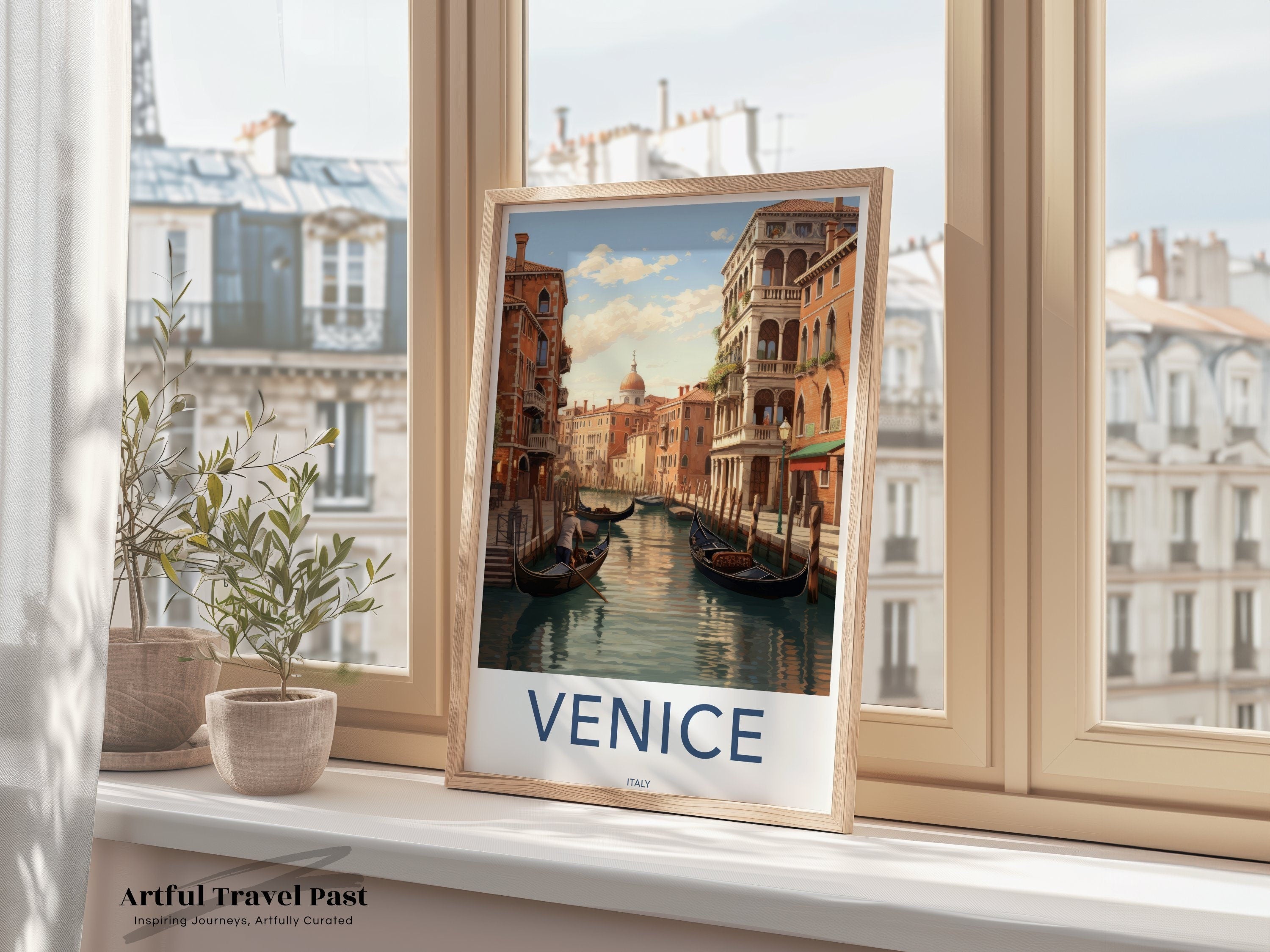 Venice Italy Wall Art Print, Historic Canal Scene, Venetian Gondolas, Beautiful Architecture, Travel Decor, Italy Travel Poster