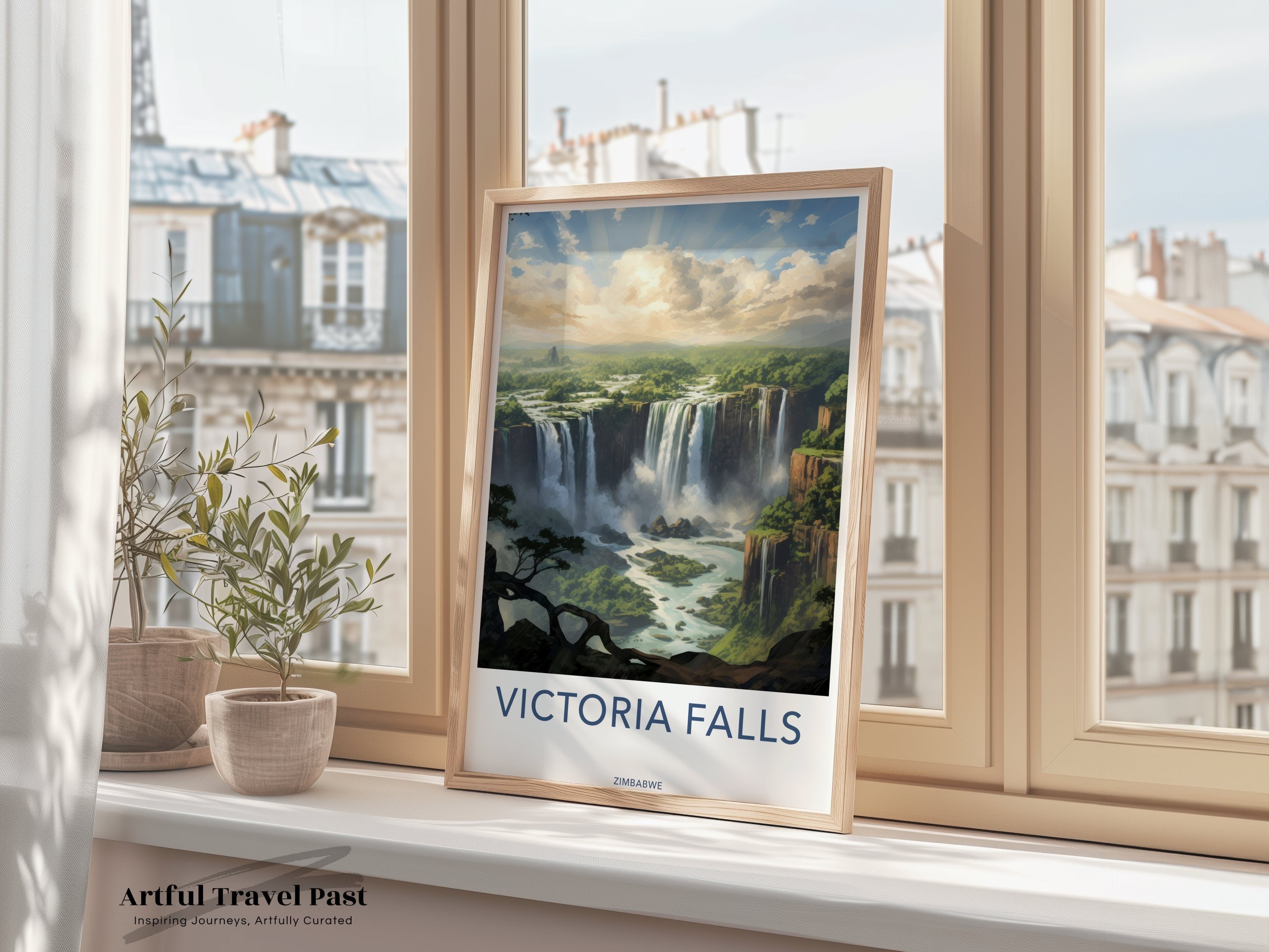 Victoria Falls Poster, Zimbabwe Wall Art Decor, Scenic Nature Print, Waterfall Artwork for Home, Travel Destination Art