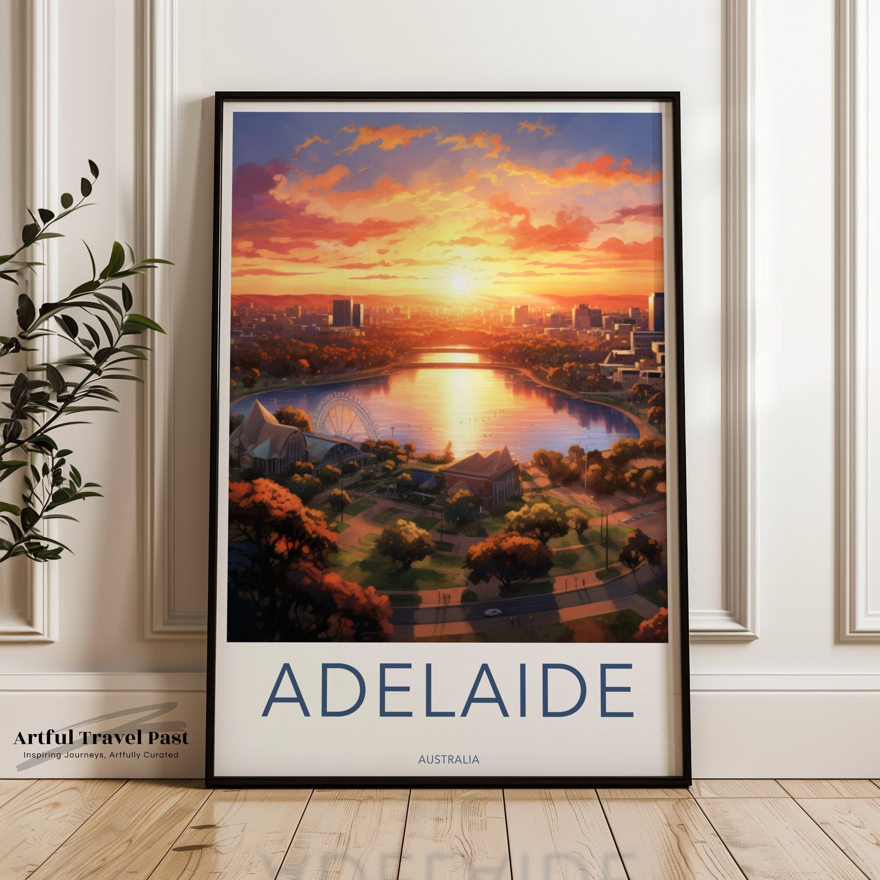 Wall Art Adelaide City Poster | Sunset Skyline | Australia Wall Art